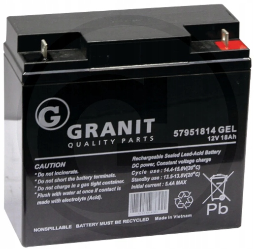 Akumulator Żelowy Do Kosiarki Traktorka 18Ah12V P+