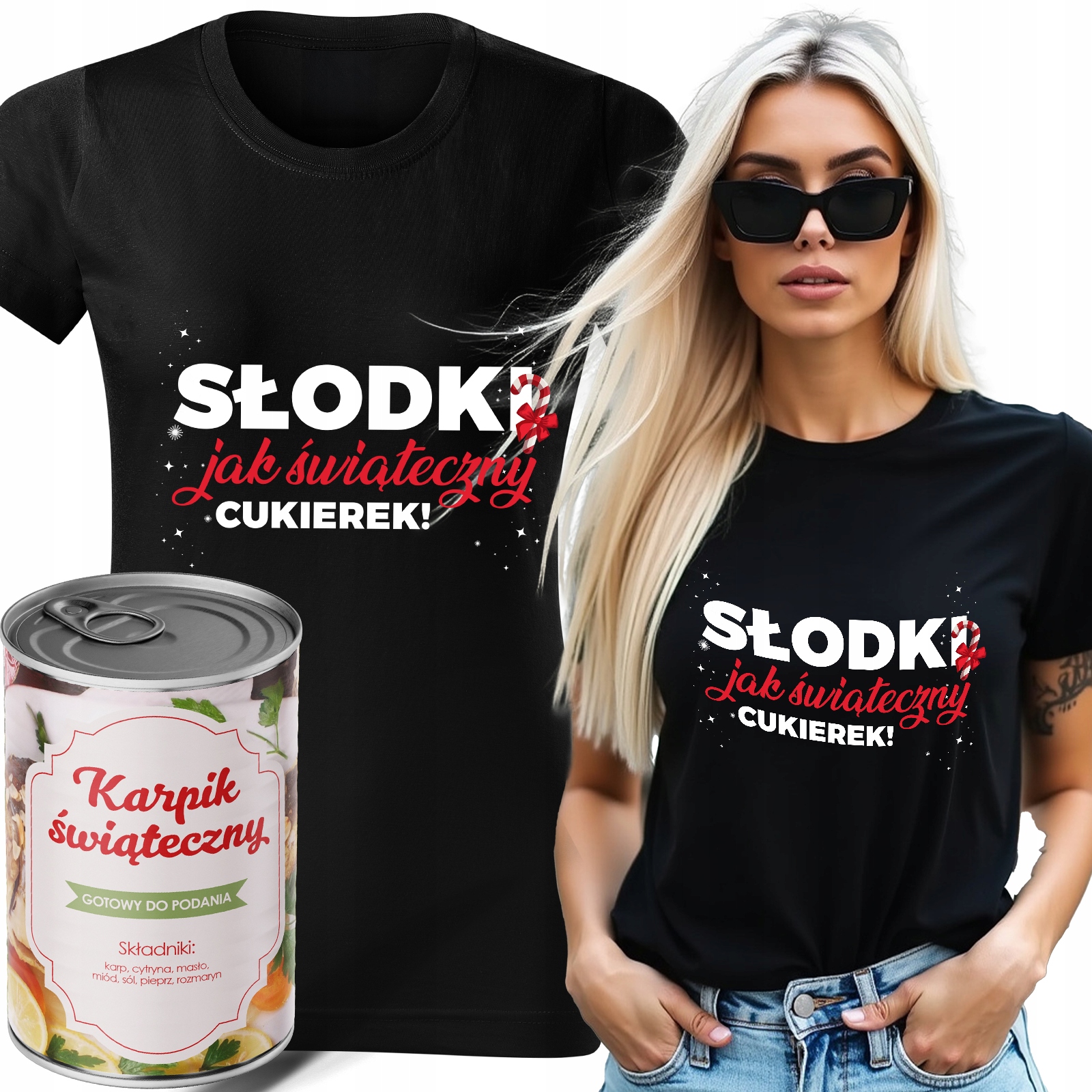 Tričko Tričko V Plechovce, Černé, Dámský Vánoční Dárek Sladká Jako Vel
