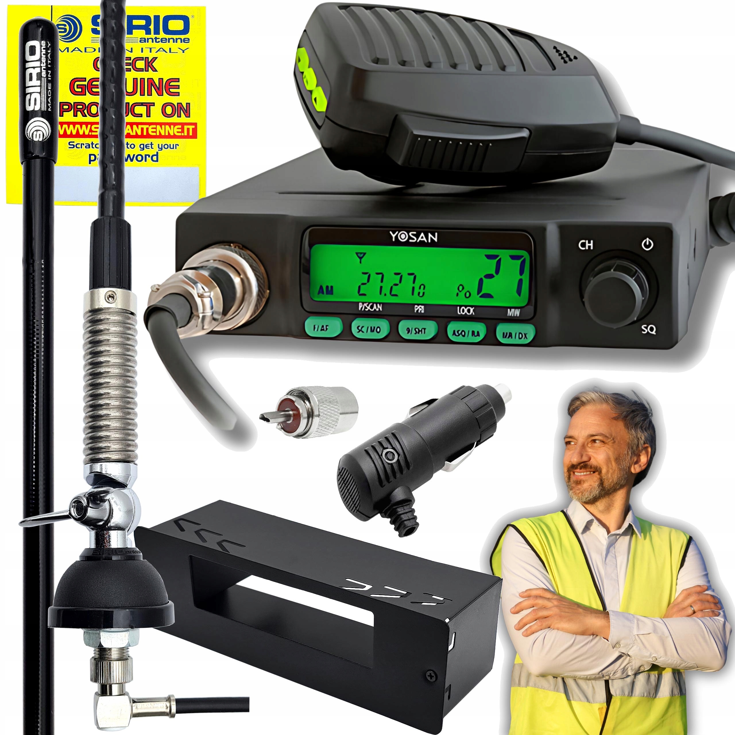 sada Cb Radio Yosan Cb 300 anténa Sirio 63 cm helikální kapsa Tir Bus