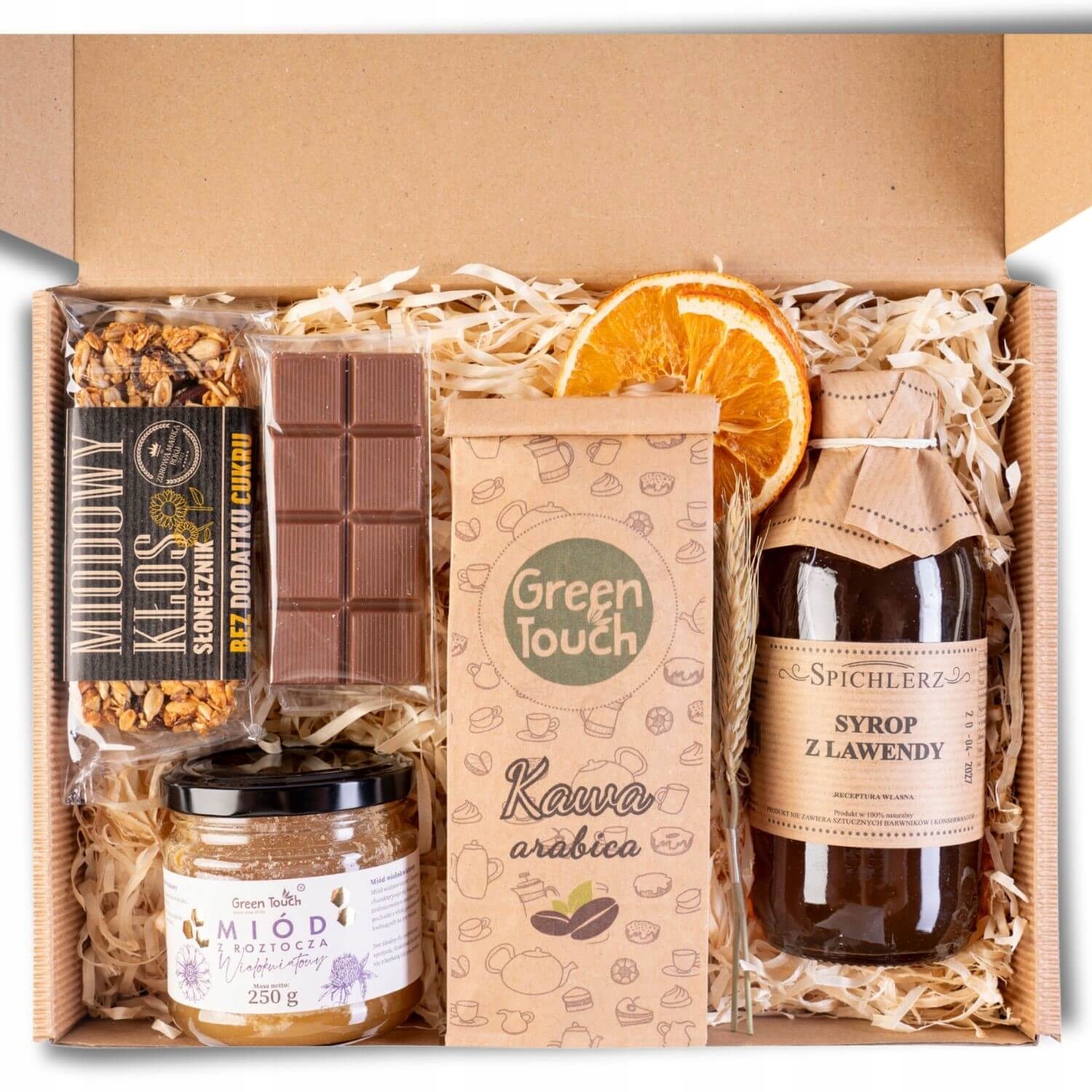 Levně Koš Dárkový Box Dárek Káva Sirup Čokoláda Med Polský Tyčinka