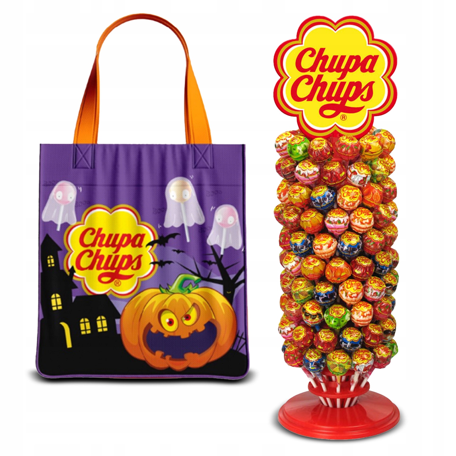 Chupa Chups stojak karuzela owocowych lizaków 120 sztuk torba