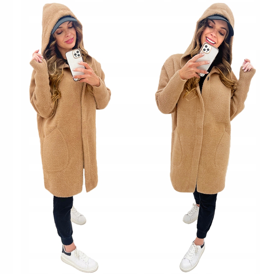 Alpaki_kabát Kapuce Vlna Alpaka Barvy Camel