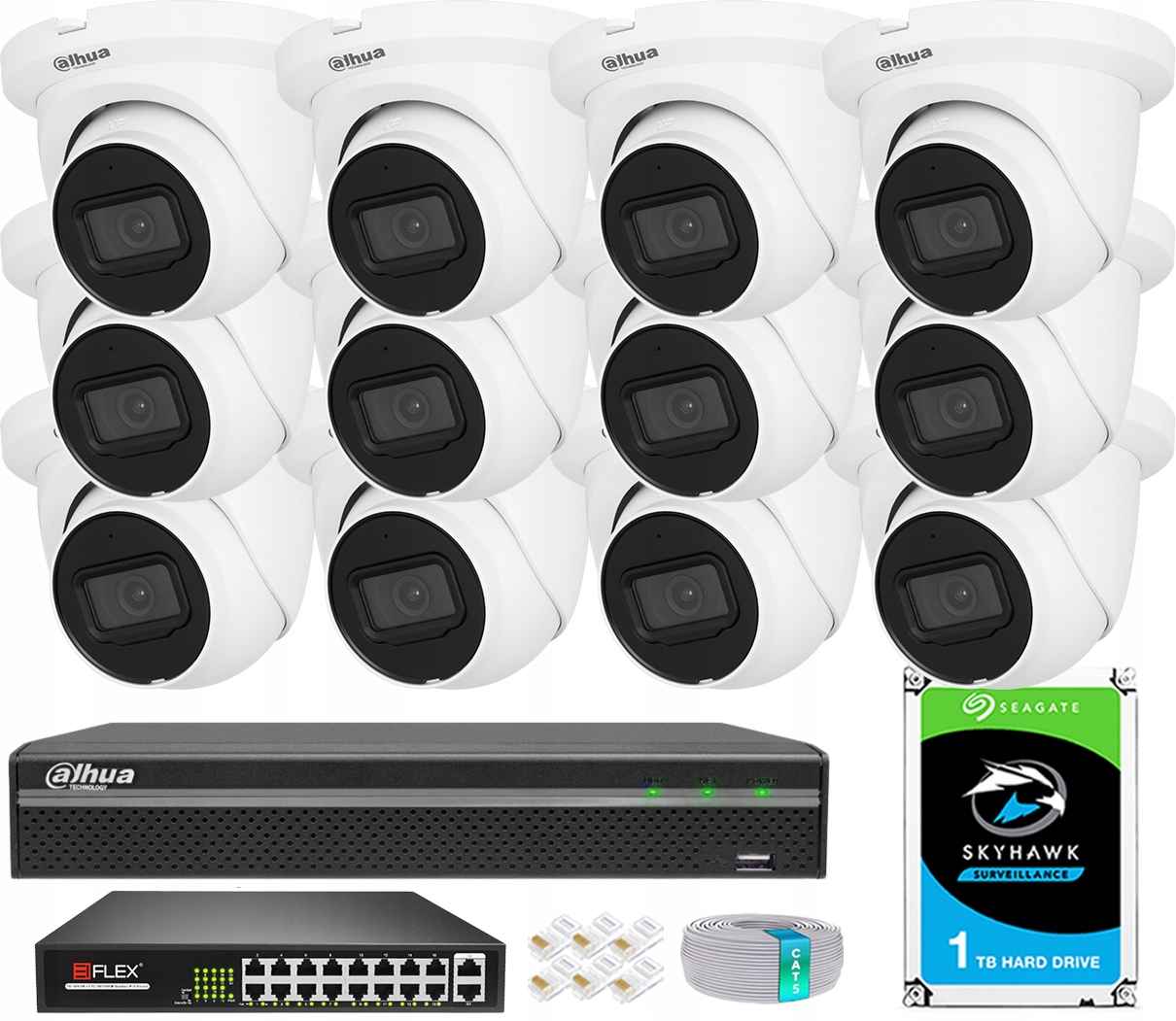 Monitorovací sada 12x Kamera IPC-HDW2541TM-S-0280 5MPx Dahua WizSense Led