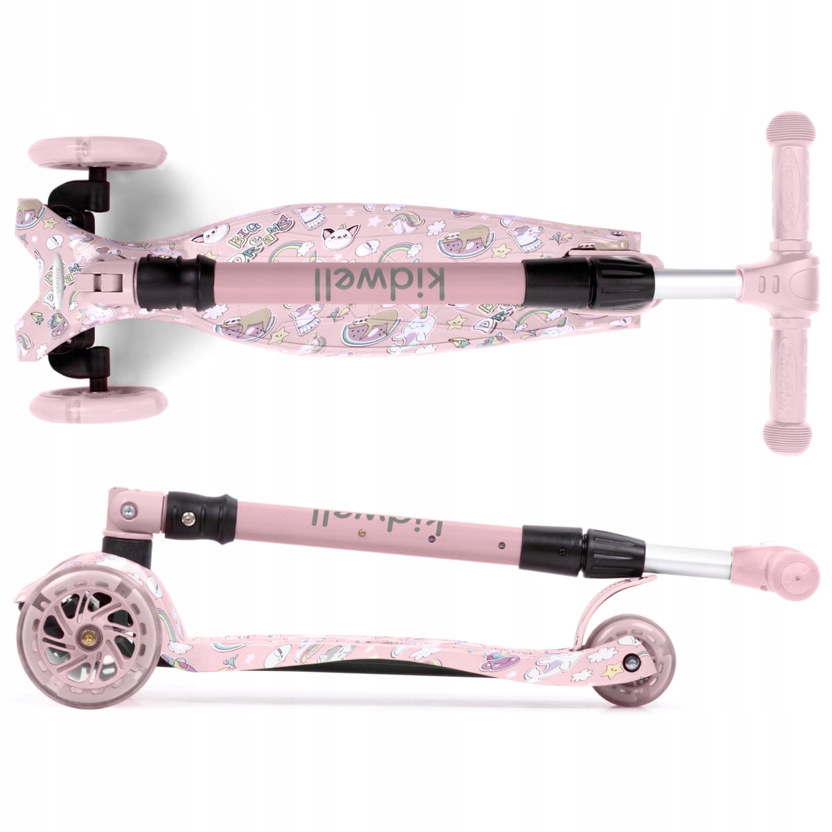 KIDWELL HULAJNOGA TRÓJKOŁOWA BALANSOWA KOŁA LED Hamulec tak