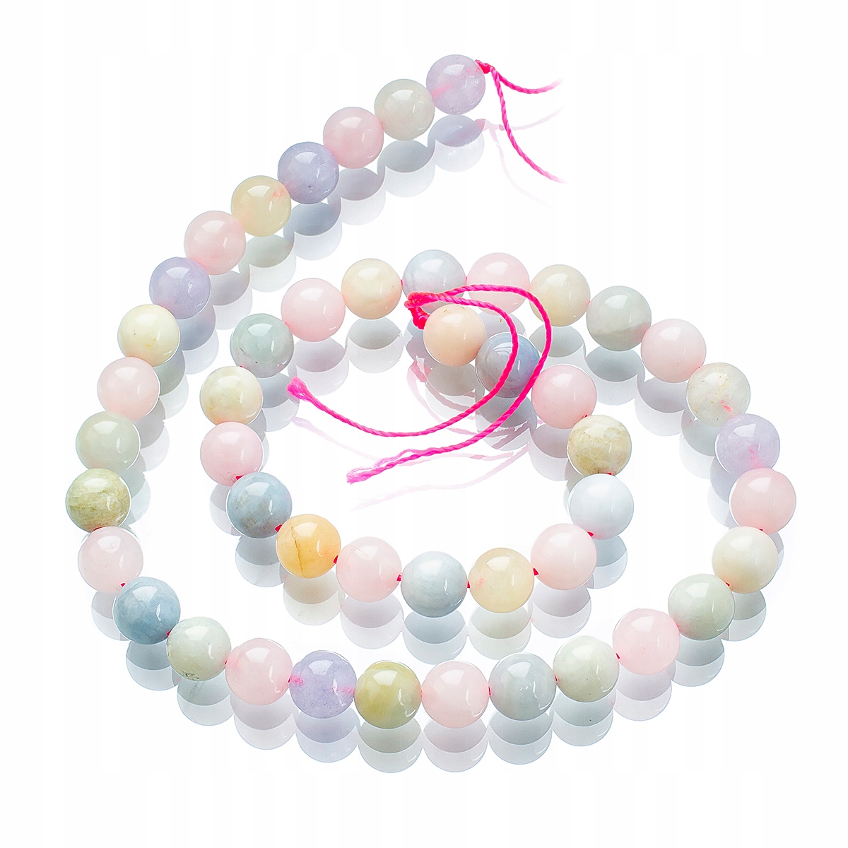 Korálky Přírodní Morganit, třída A Mix, 8-9mm, Otvor: 1mm, 45ks/40cm/nit