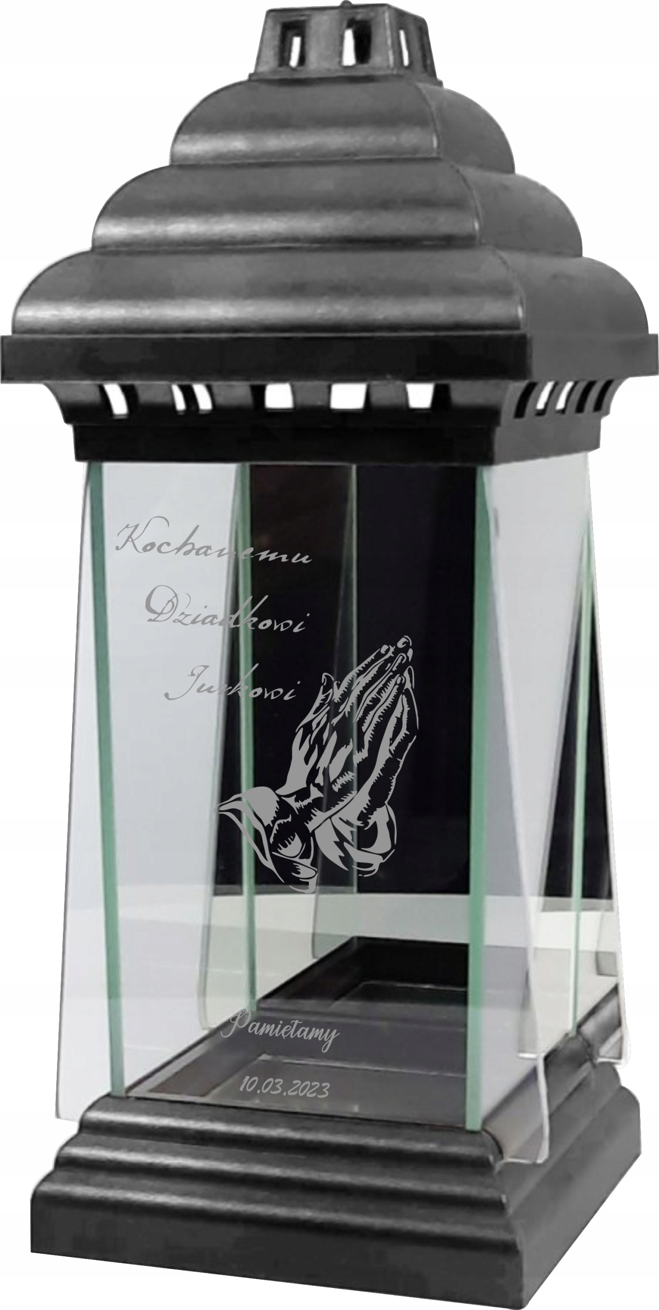 Hřbitovní Svíčka Lampion Kaplička s gravírováním pro Dědečka