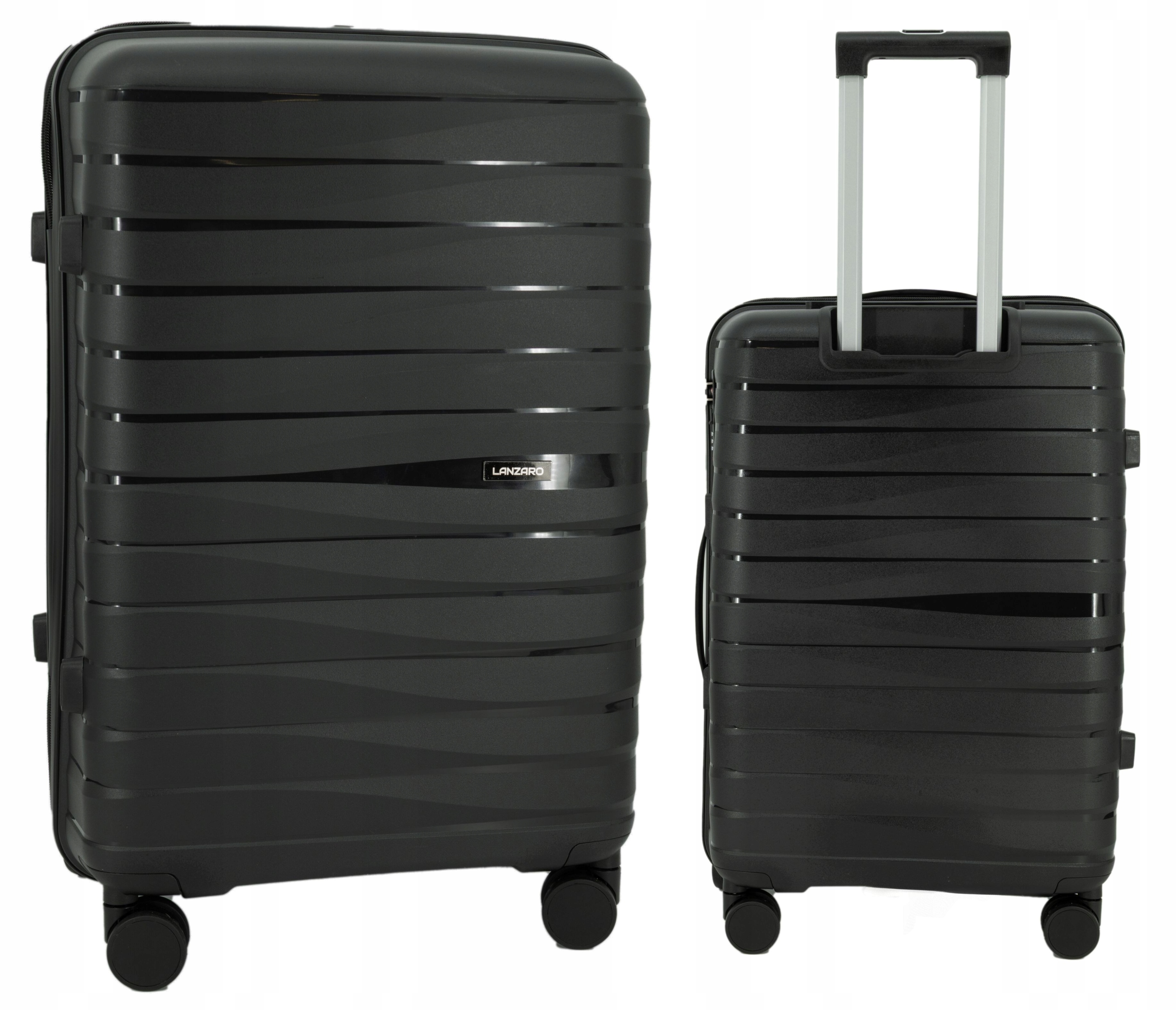 Walizka Średnia Niezniszczalna Lekka Bagaż Polipropylen Tsa Lanzaro Czarny