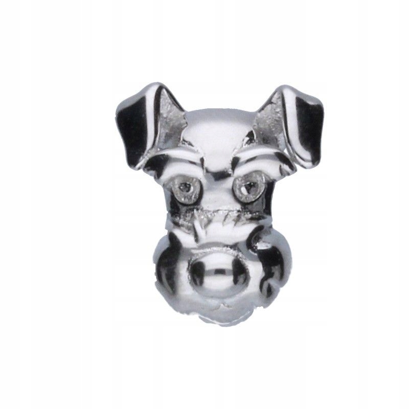 Stříbrný přívěsek typu bead s motivem pejska šnaucer se zirkony, ryzost 925