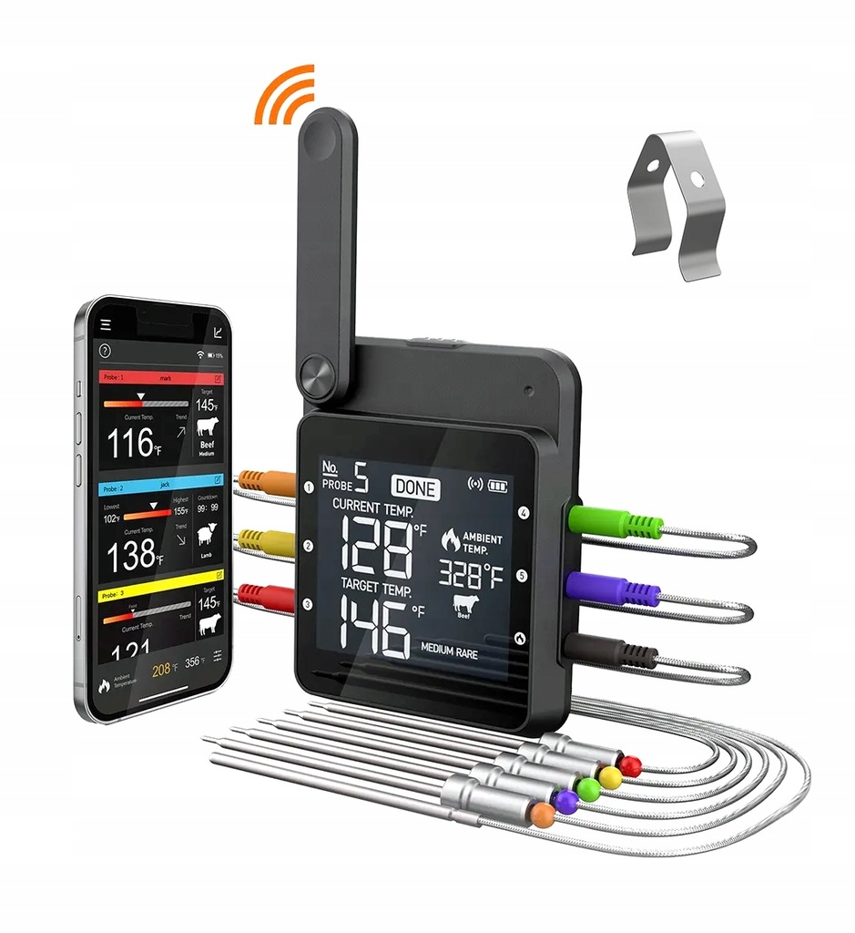 Levně WiFi teploměr Bt Grill Udírna Trouba 3 Sondy Aidmax NC01