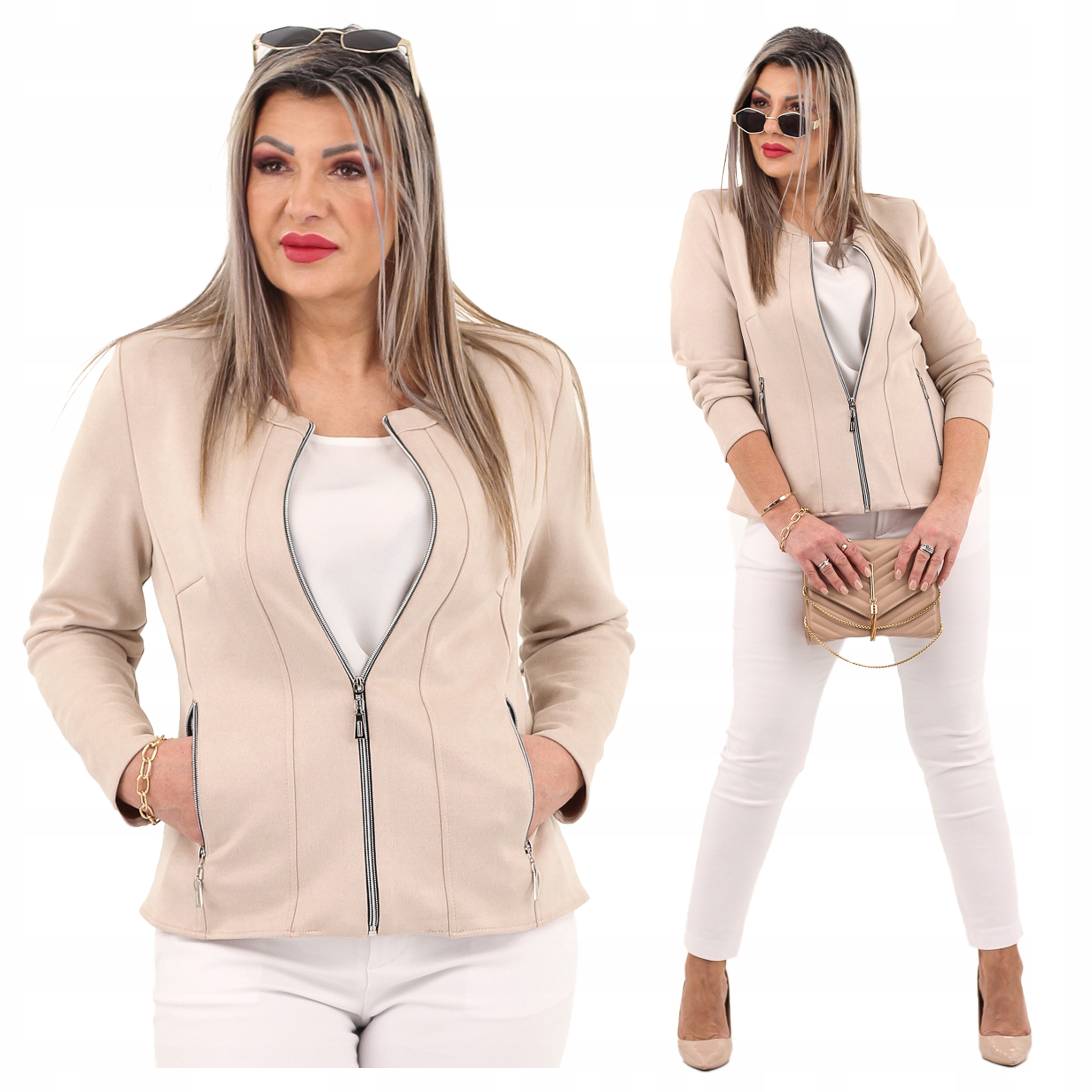 Żakiet Zamszowy Krótki Produkt Polski Duże Rozmiary