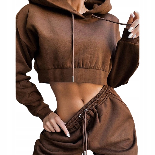 

Luźny Dresowy Komplet Modny Dres Stylowy Brązowy