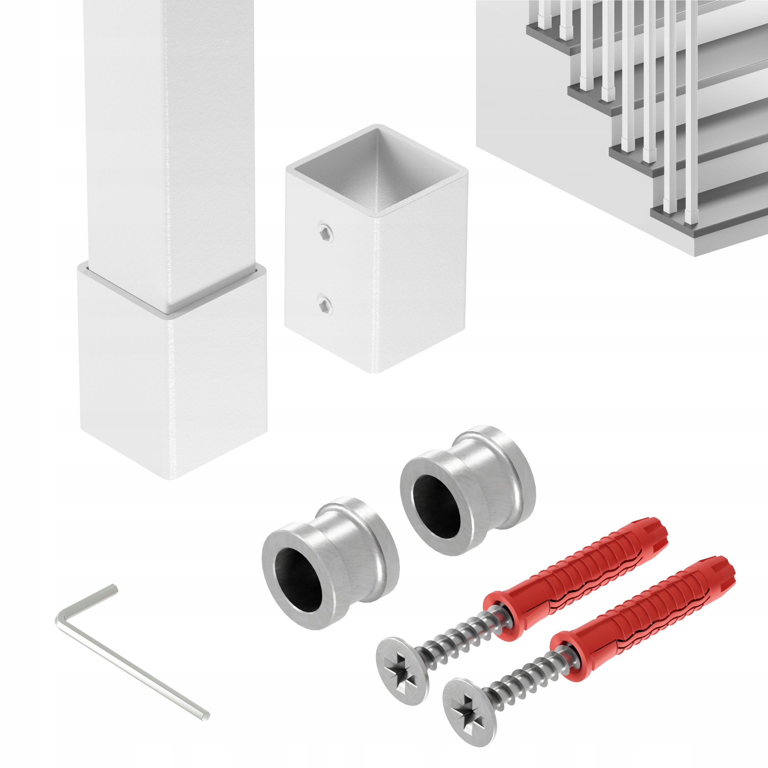 Zábradlí Na Schody Barierka Sloupek Bílý 25x25 mm 400 cm Harfa Slim