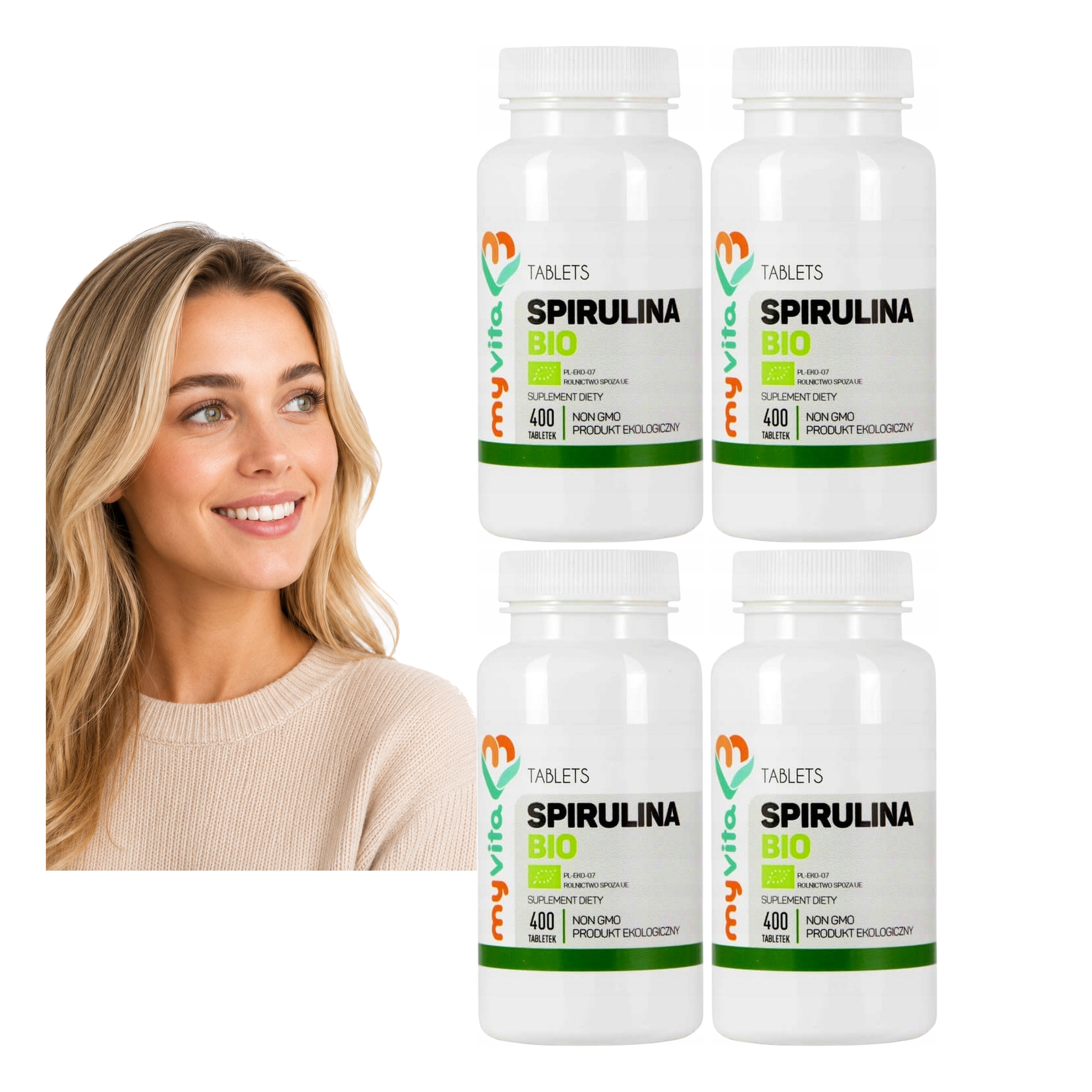 Spirulina 400 Tabletek Myvita Bio 250 Mg Non Gmo Produkt Ekologiczny 4x