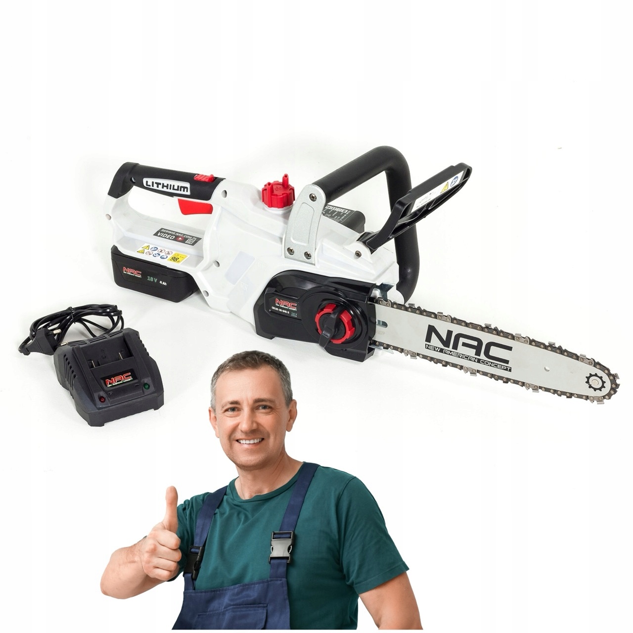 Pilarka Akumulatorowa Piła Łańcuchowa Nac 18V 30CM Sds Aku 4AH Ładowarka