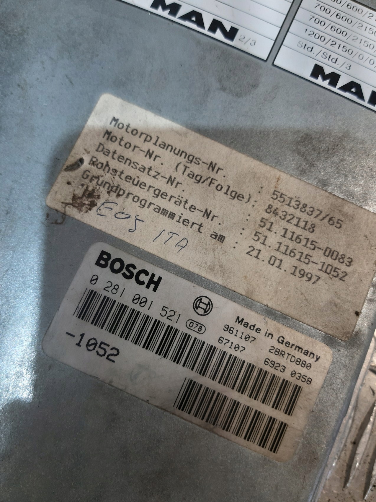 Unité de contrôle Moteur MAN Bosch 0281001521