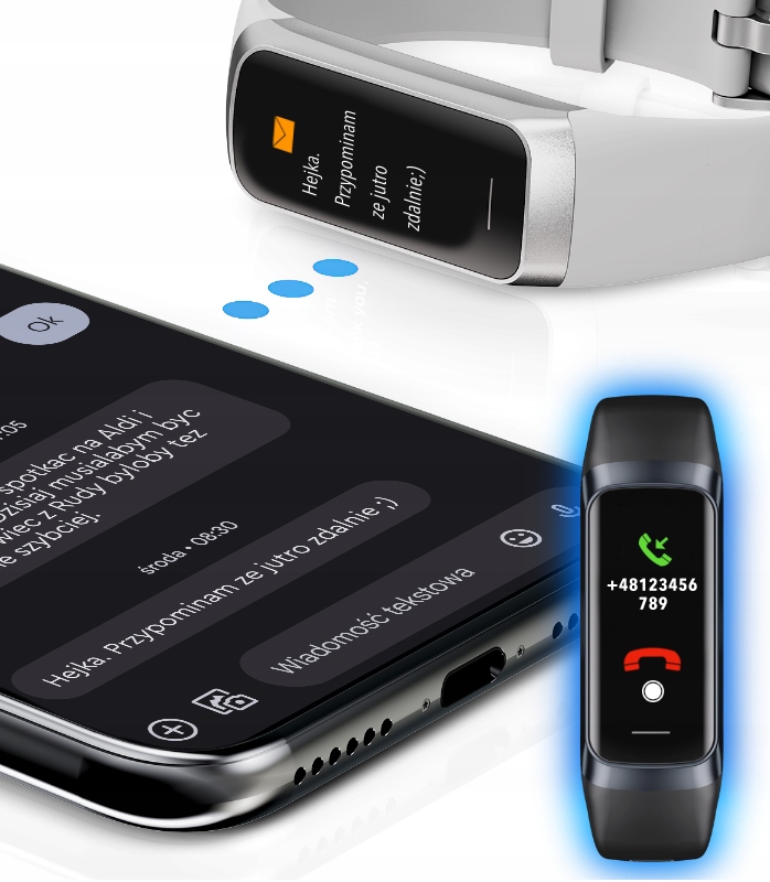 SMARTWATCH KARDIOWATCH SPORT AMOLED POLSKIE MENU KROKI SMS + SŁUCHAWKI Kolor różowy