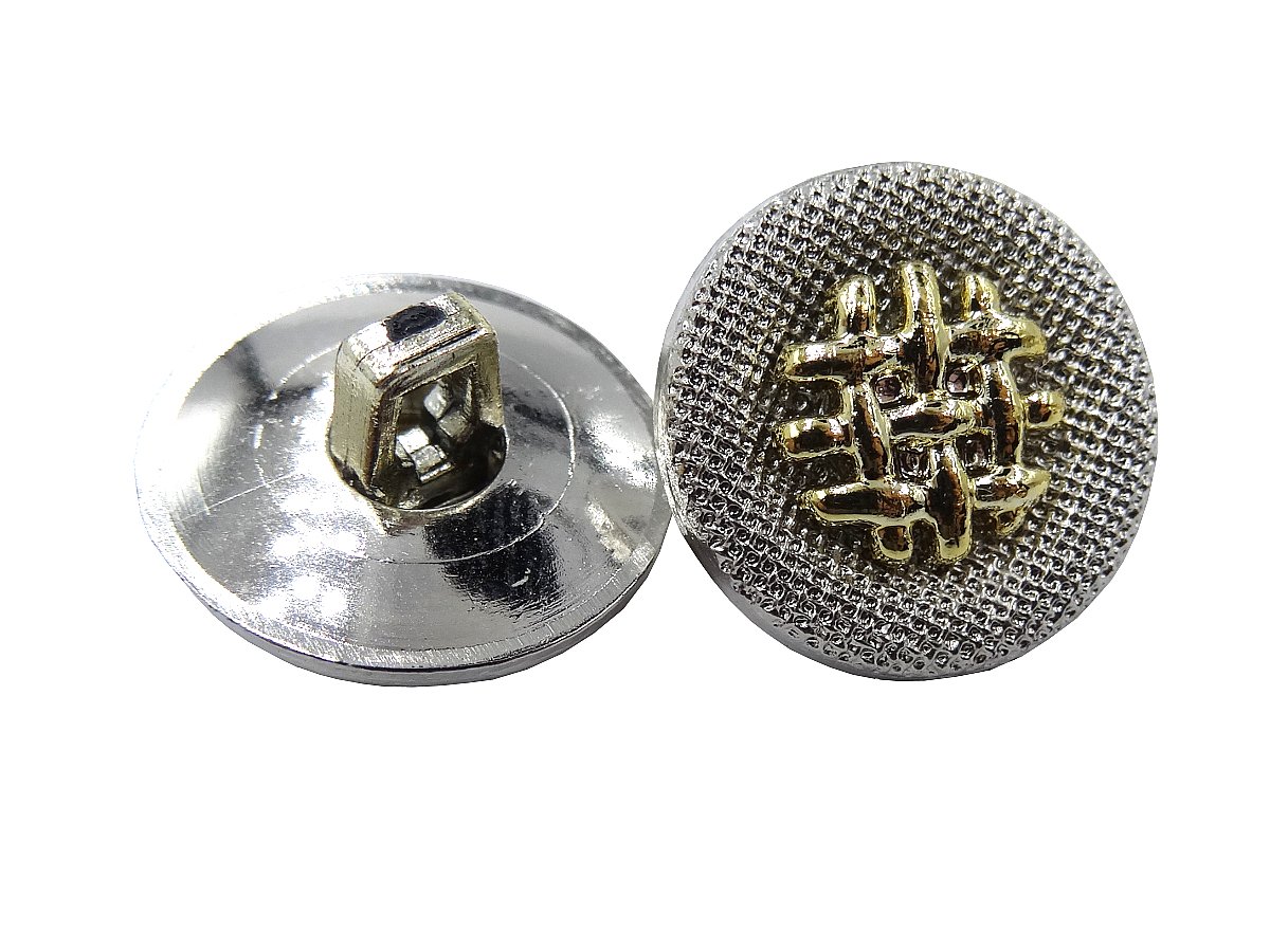 16mm Guziki ozdobne 12 sztuk kolor Srebrne Ze Złotym Środkiem K2676