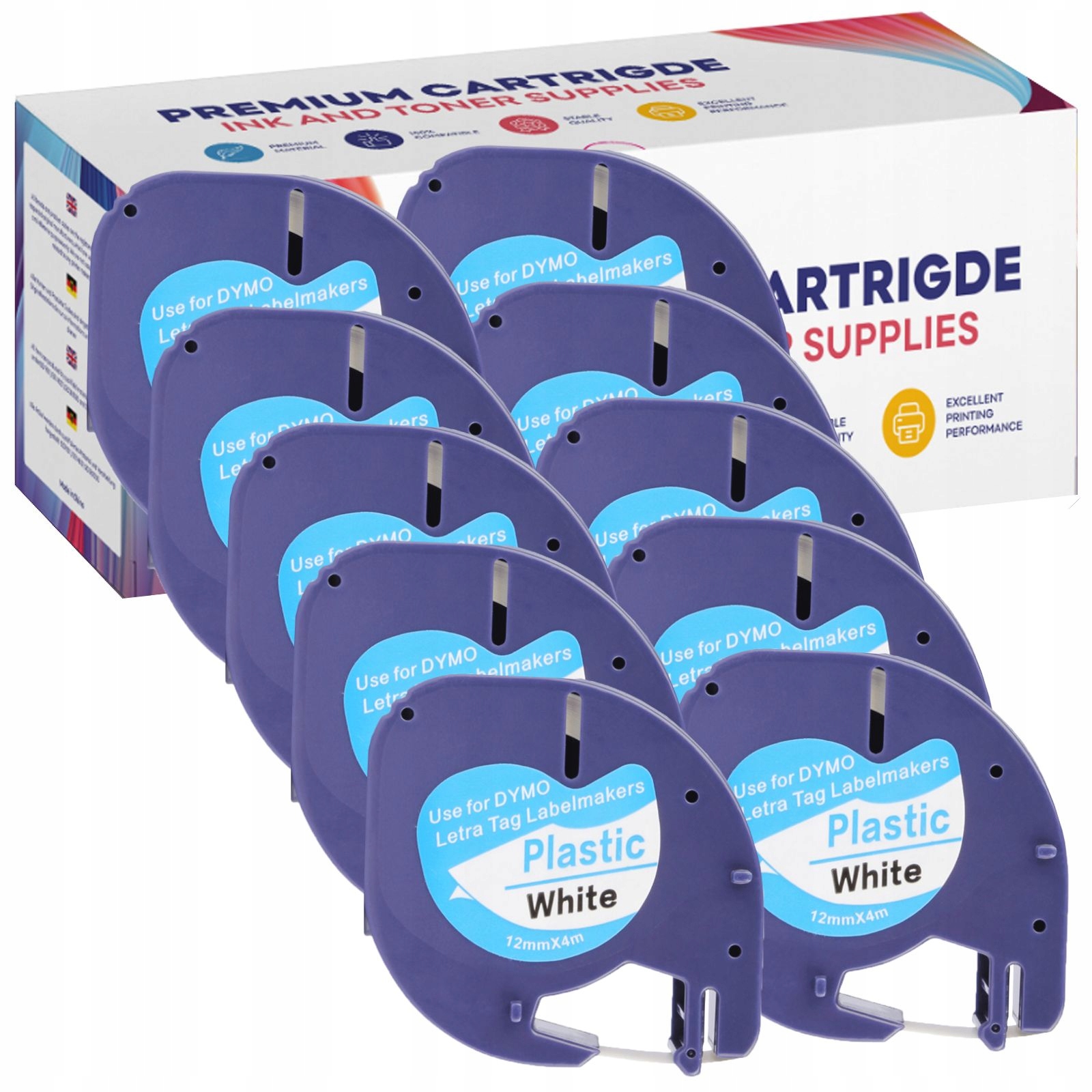 10 x páska pro Dymo LetraTag 12 mm x 4 m bílá 59422 Plast GP-DY59422 x10
