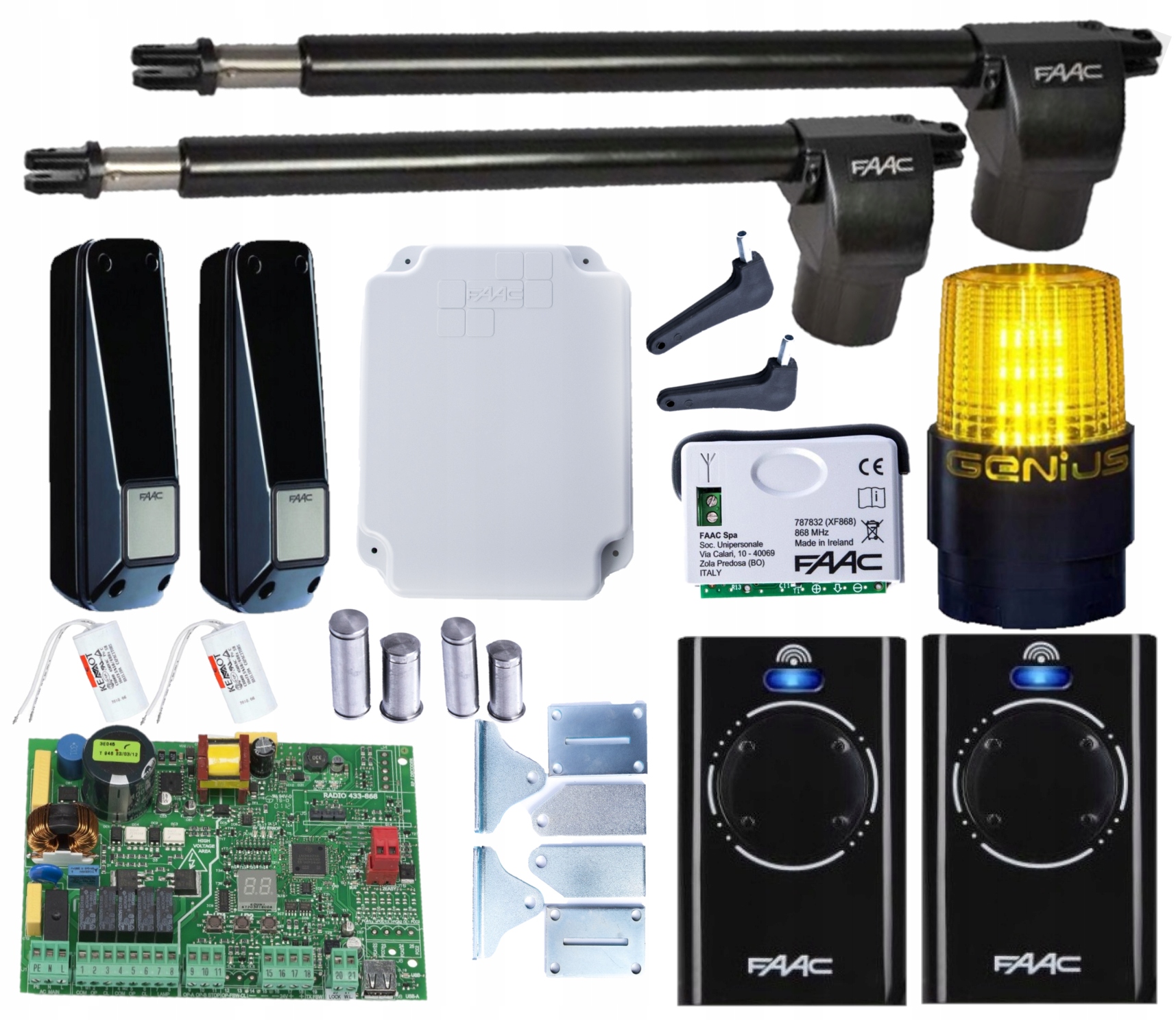 Zestaw napęd siłownik FAAC 414 ALFA, 2xPILOT,LAMPA