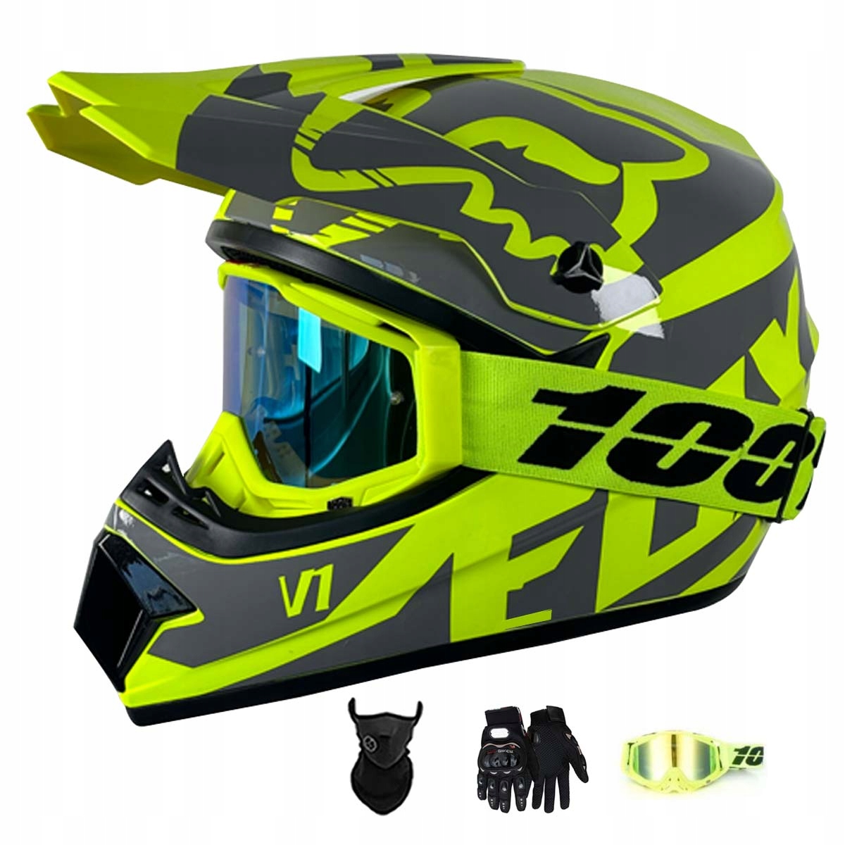 Motocyklová Přilba Crossová Lehká Enduro Quada Brýle Rukavice Maska L