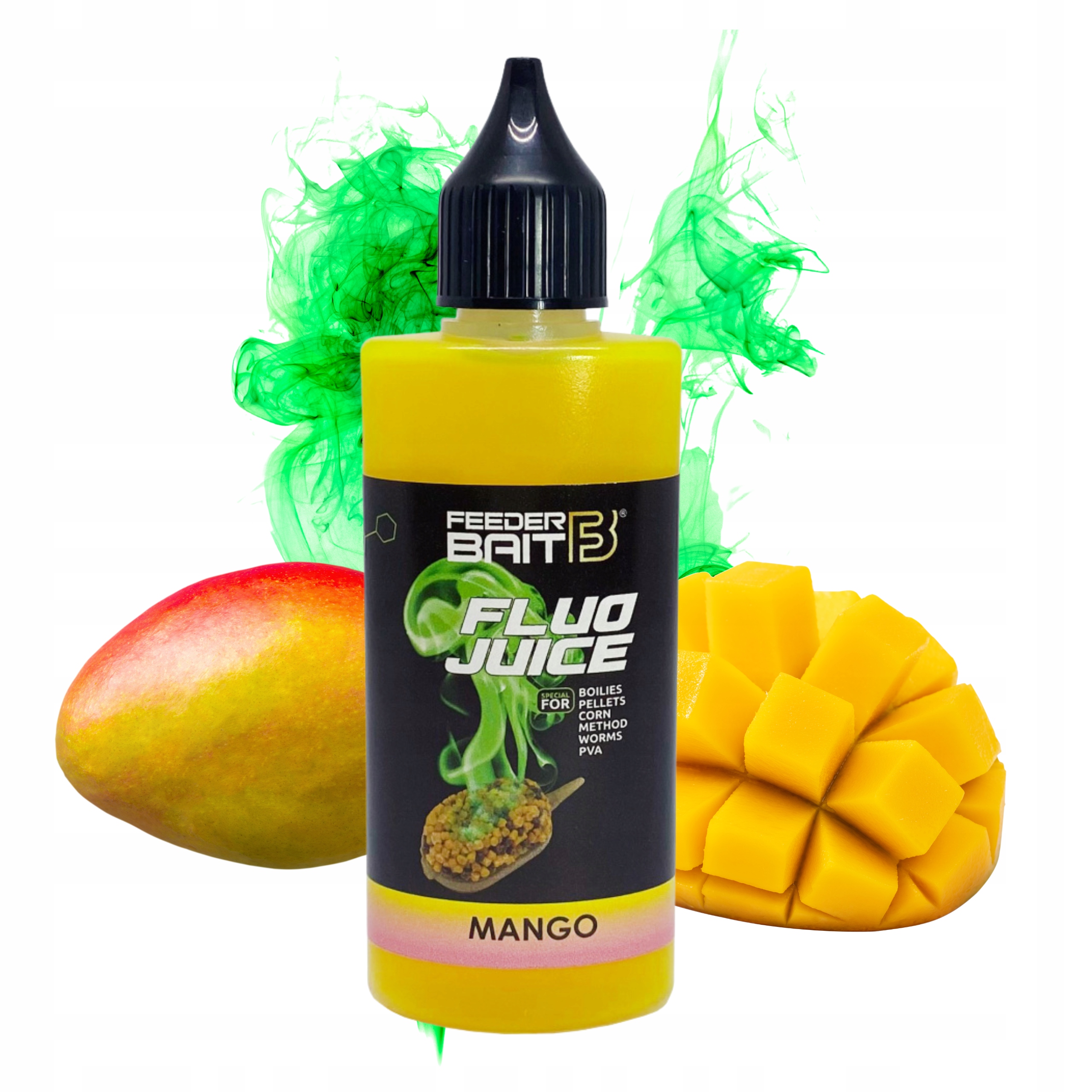 Feeder Bait liquid booster Fluo Juice Mango Smużący do metody do zanęt 50ml