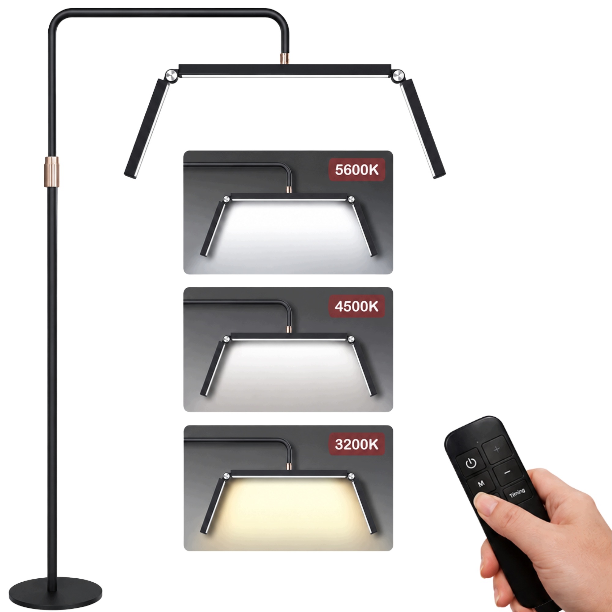 Kosmetická Led lampa Moon Luk 24W na řasy Stojící černá 180 cm