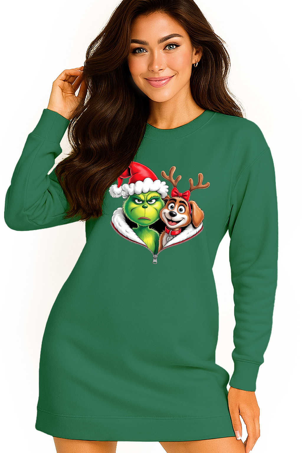 Mikina Vánoční Oversize Šaty Grinch Sob Dárek K Svátku M