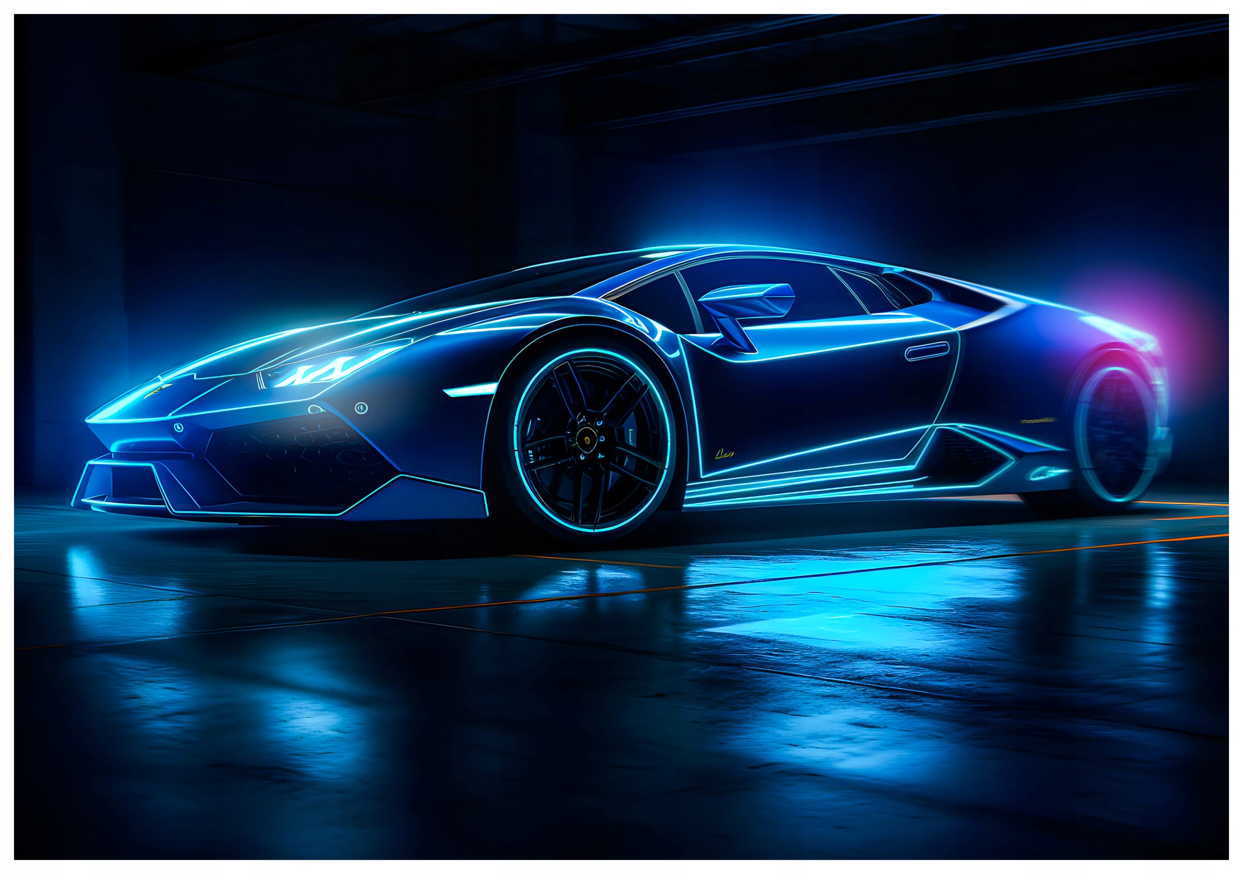 Fototapeta vliesová Lamborghini Neónový obrys a minimalizmus 368x254 lepidlo