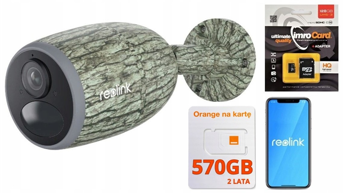Reolink Go G330 maskáčová kamera 4G batéria Sim karta 128 Gb karta