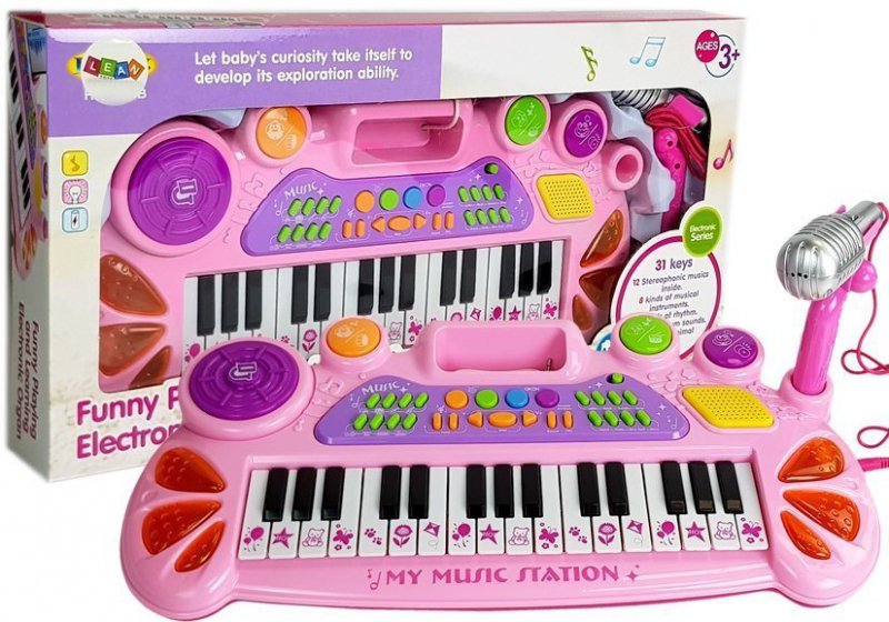 

Keyboard z Mikrofonem Różowy 31 Klawiszy Odgłosy