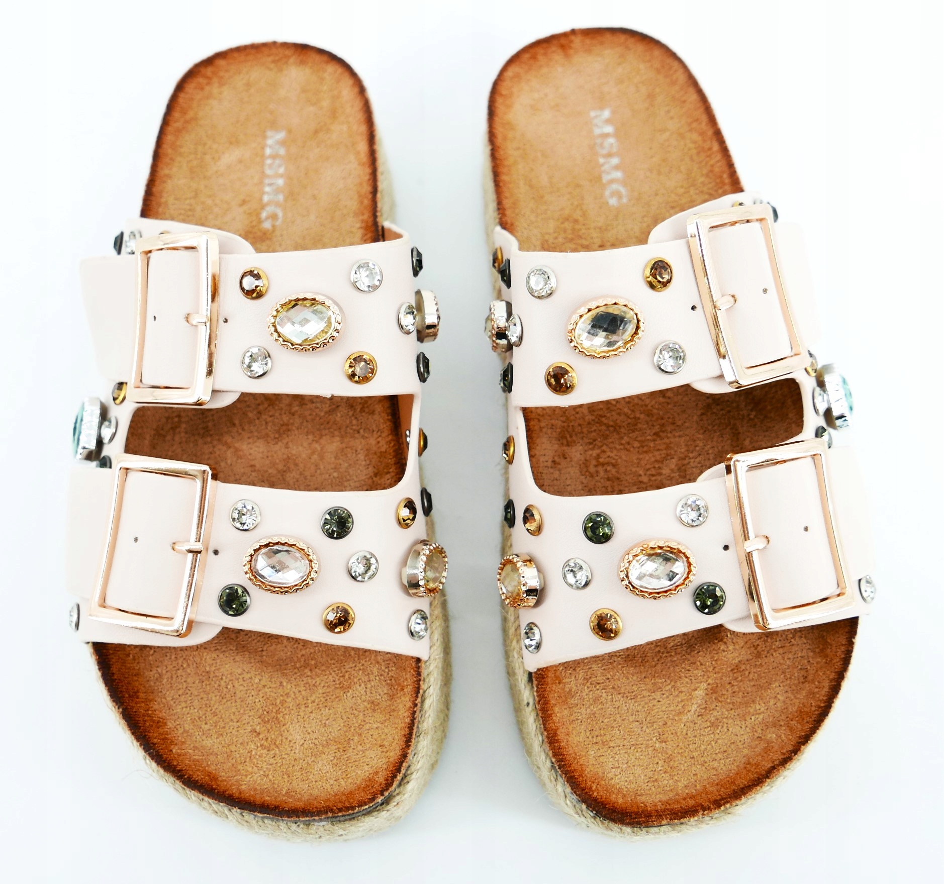 KLAPKI DAMSKIE BEŻOWE Z KLAMRAMI CYRKONIE R36 Kod producenta XZ500-29BEIGE