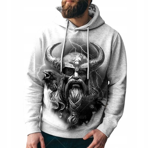 BLUZA MĘSKA NADRUK 3D Z KAPTUREM NADRUK VIKING S