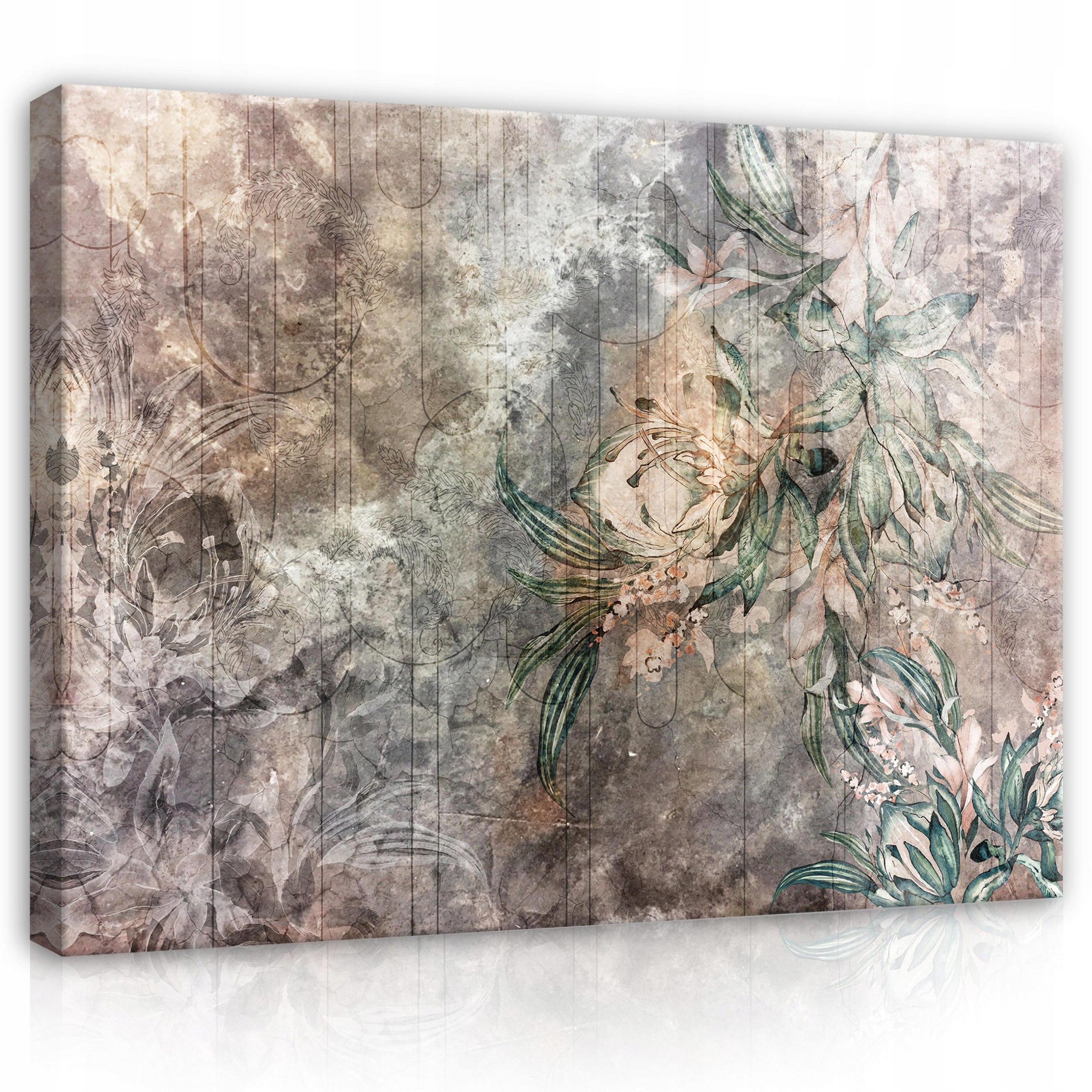 Obraz 80x60 Flora na betonu květiny vintage botanický minimalismus