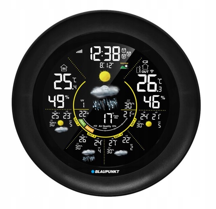 Stacja pogodowa Blaupunkt WS65BK App WiFi Tuya Smart Alarm PM2.5 Budzik