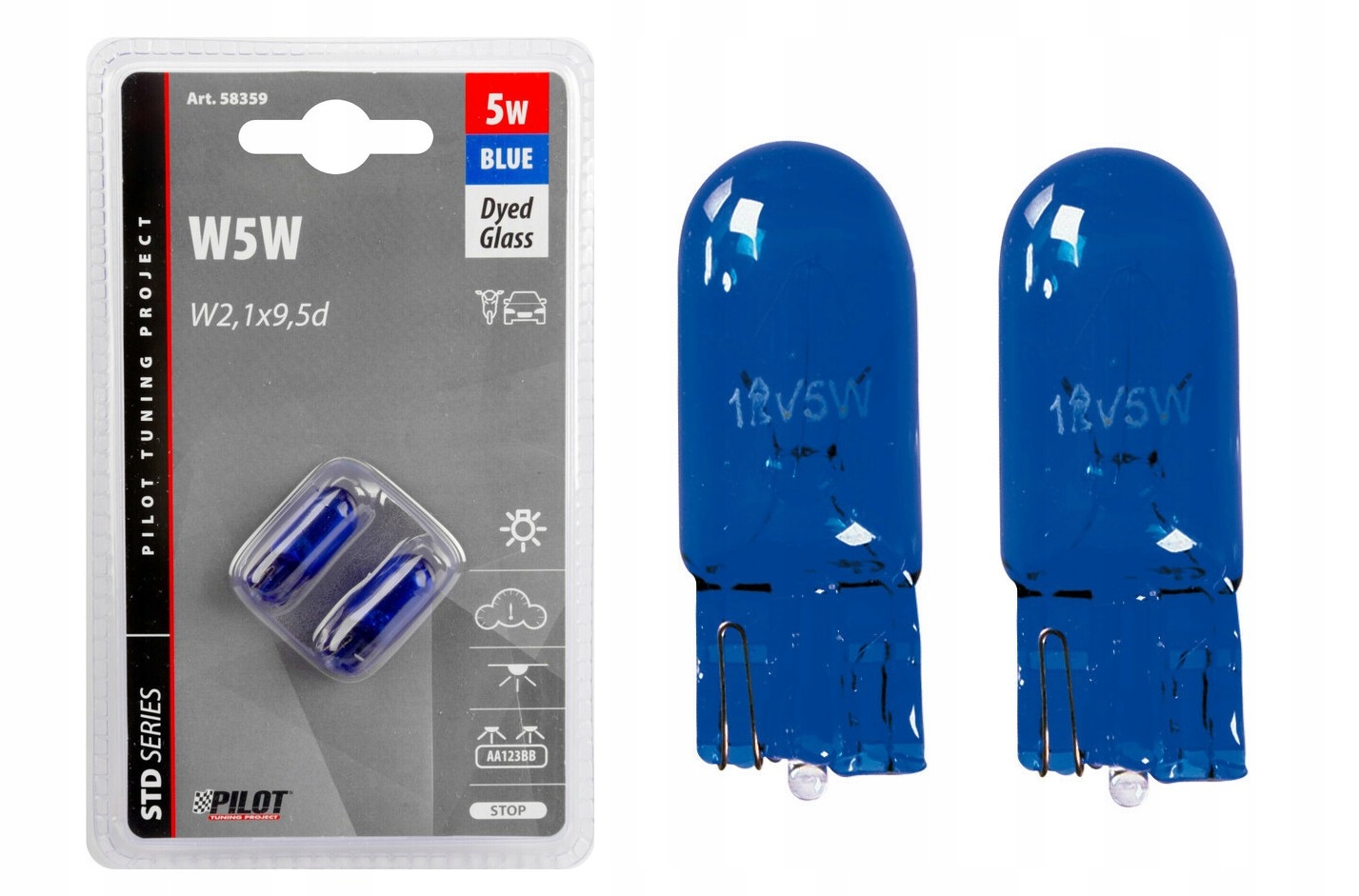 

Żarówka W5W 5W 12V W2,1x9,5d Biała Extra 2 sztuki