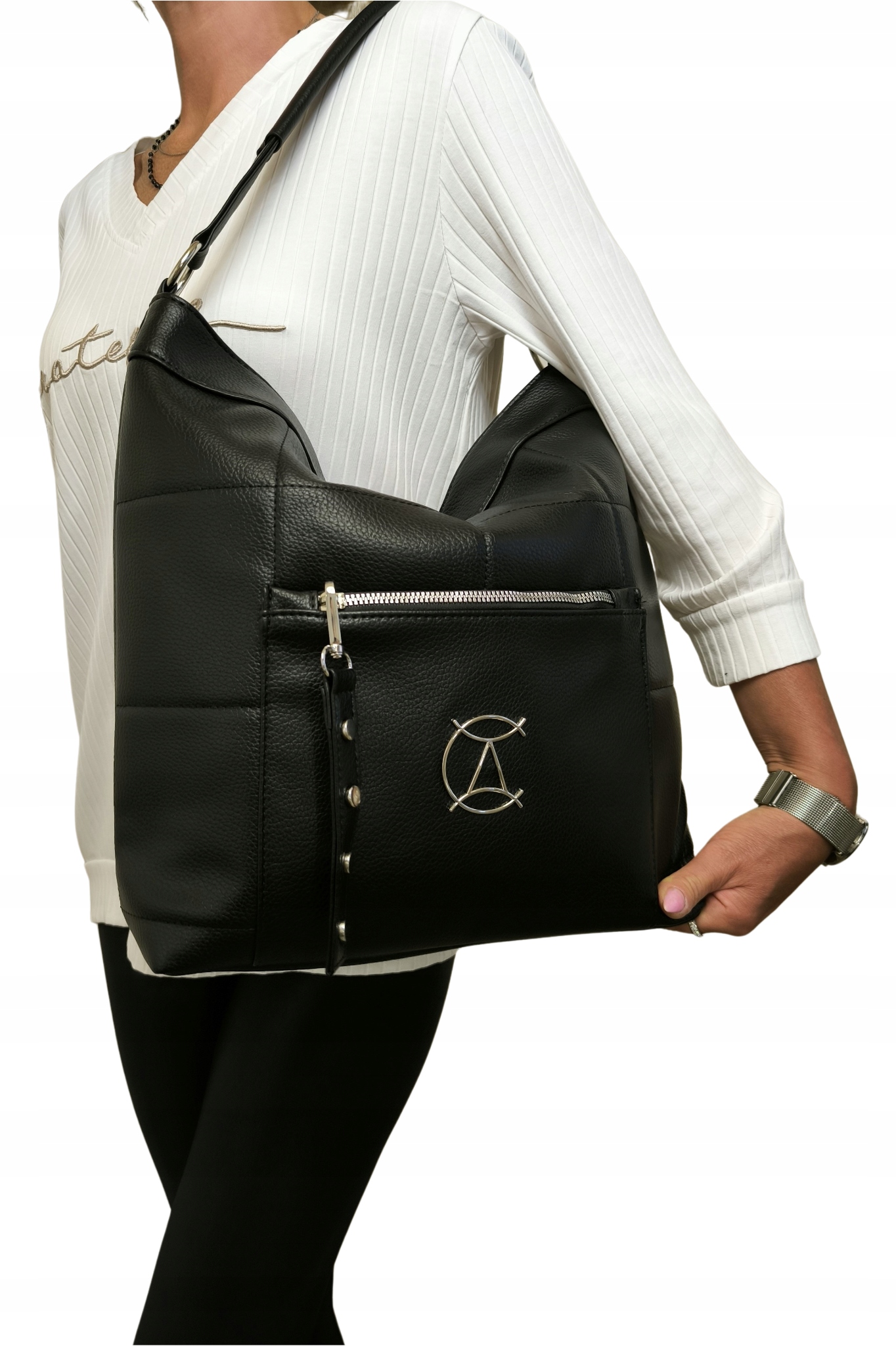 Torebka Damska Czarna Worek Listonoszka