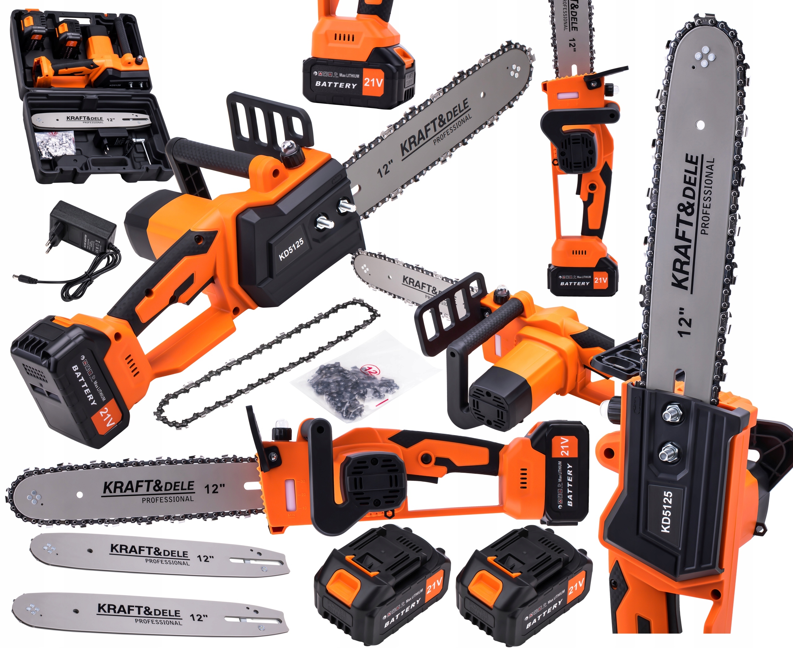 Akumulátorová Bezdrátová Pila 12" 2xAKU 21V 4Ah S Mazáním