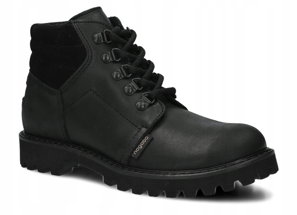 Nagaba 1121 Černá Pohodlné, Zateplené, Kožené, Polské Dámské Traperky