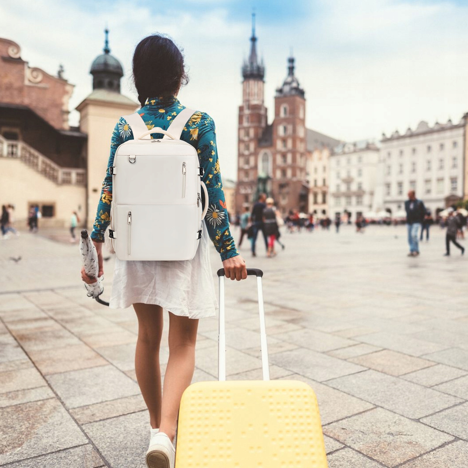 Plecak Moda Wypoczynek Podróży Komputerowa Szkoła Biznesu beżowy 15,6 caly Długość paska 1 cm