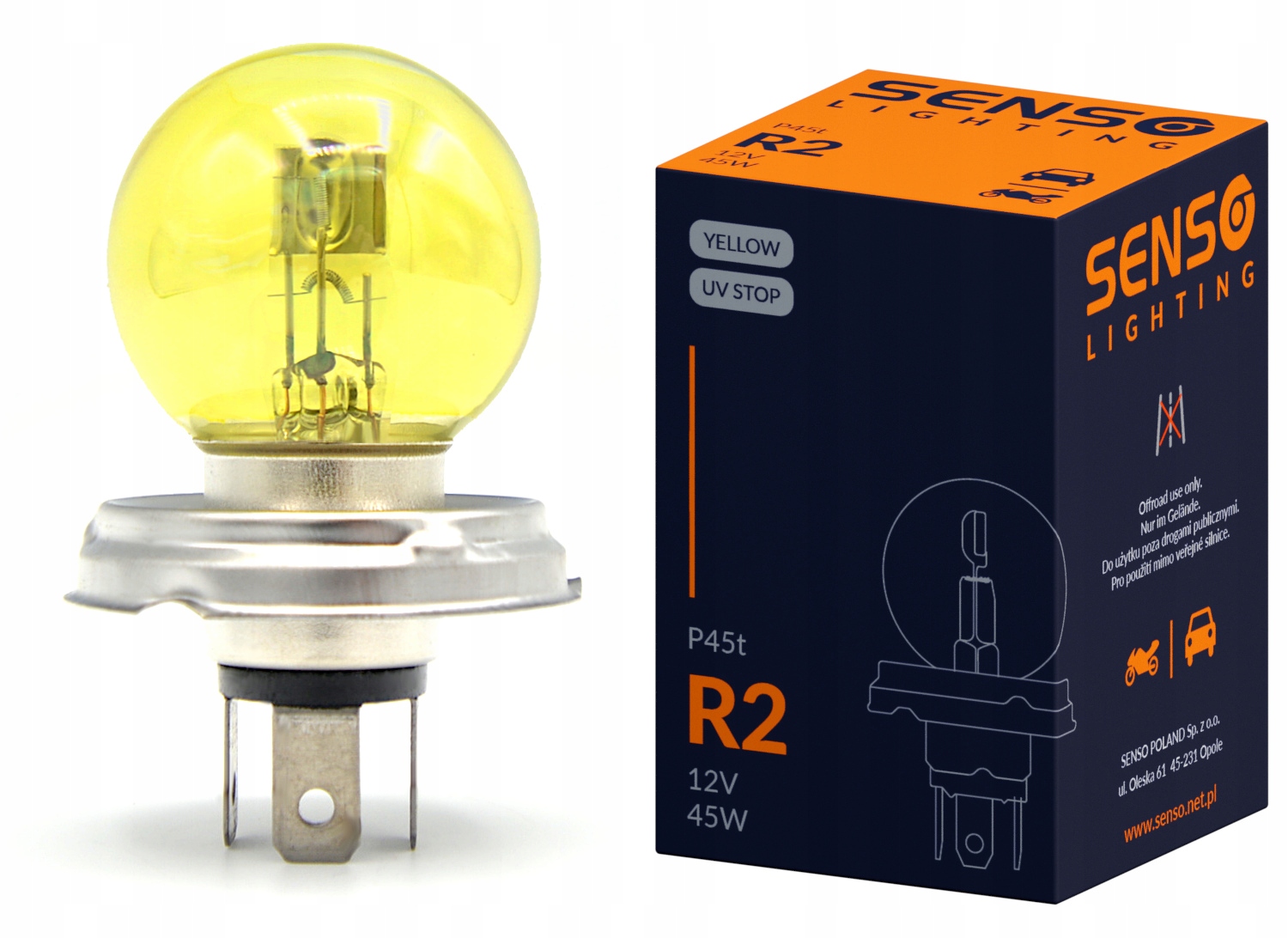 Żarówka Senso R2 12V 45/40W P45t Yellow