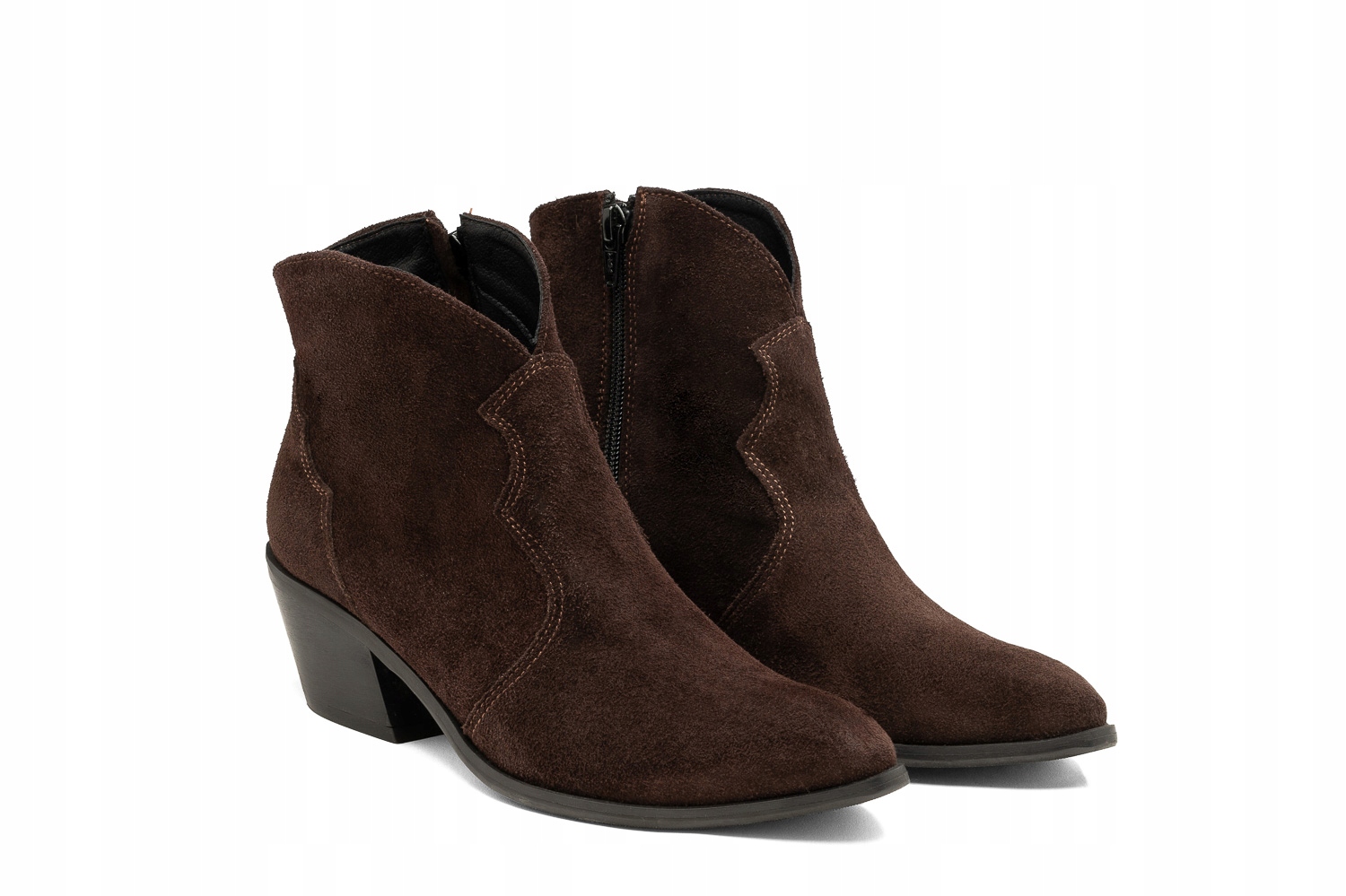 Hnědé kovbojské boty se zipem na podpatku Tuhost F užší 39