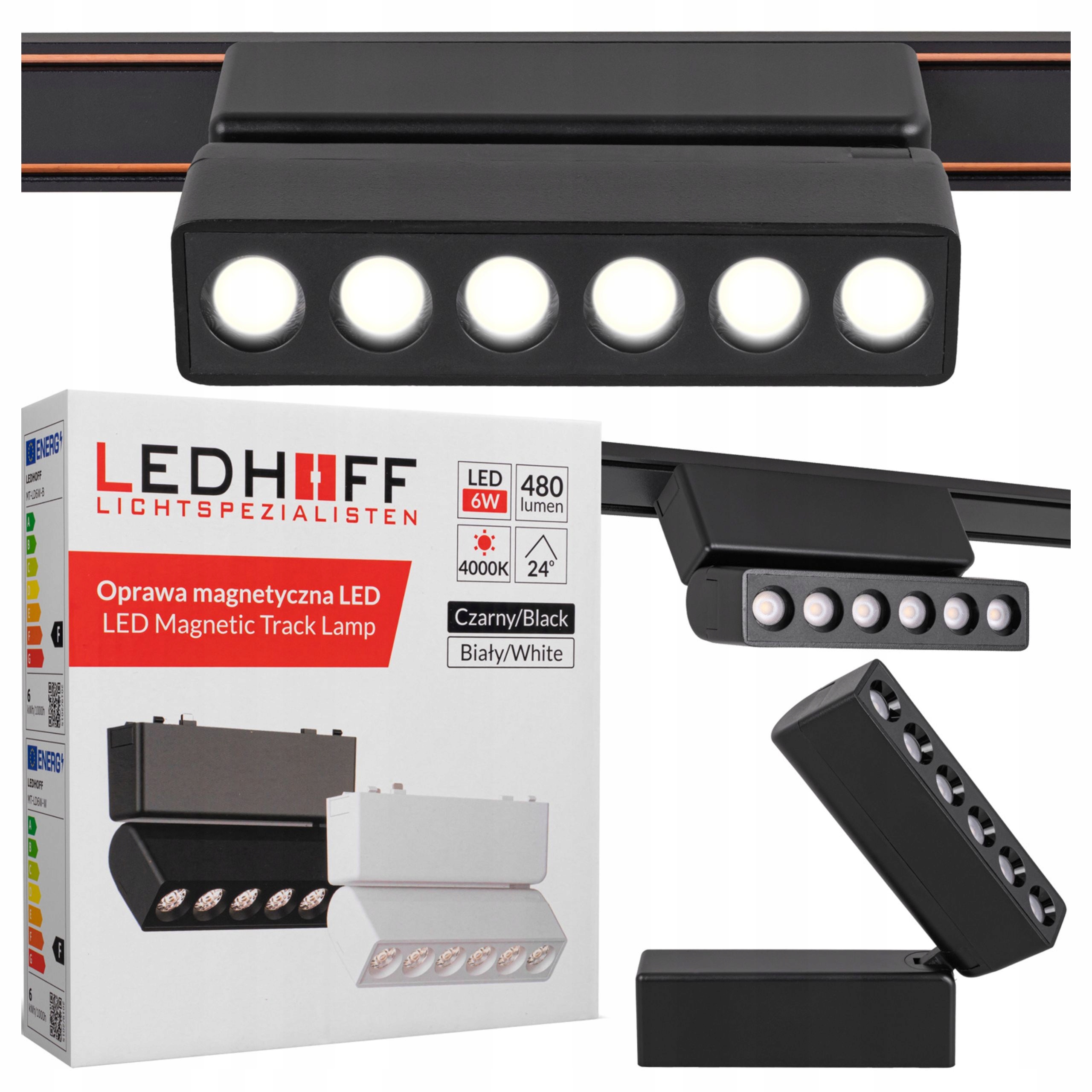 Led reflektorová lampa pro magnetickou lištu 6W Černá 4000K, nastavitelné svítidlo