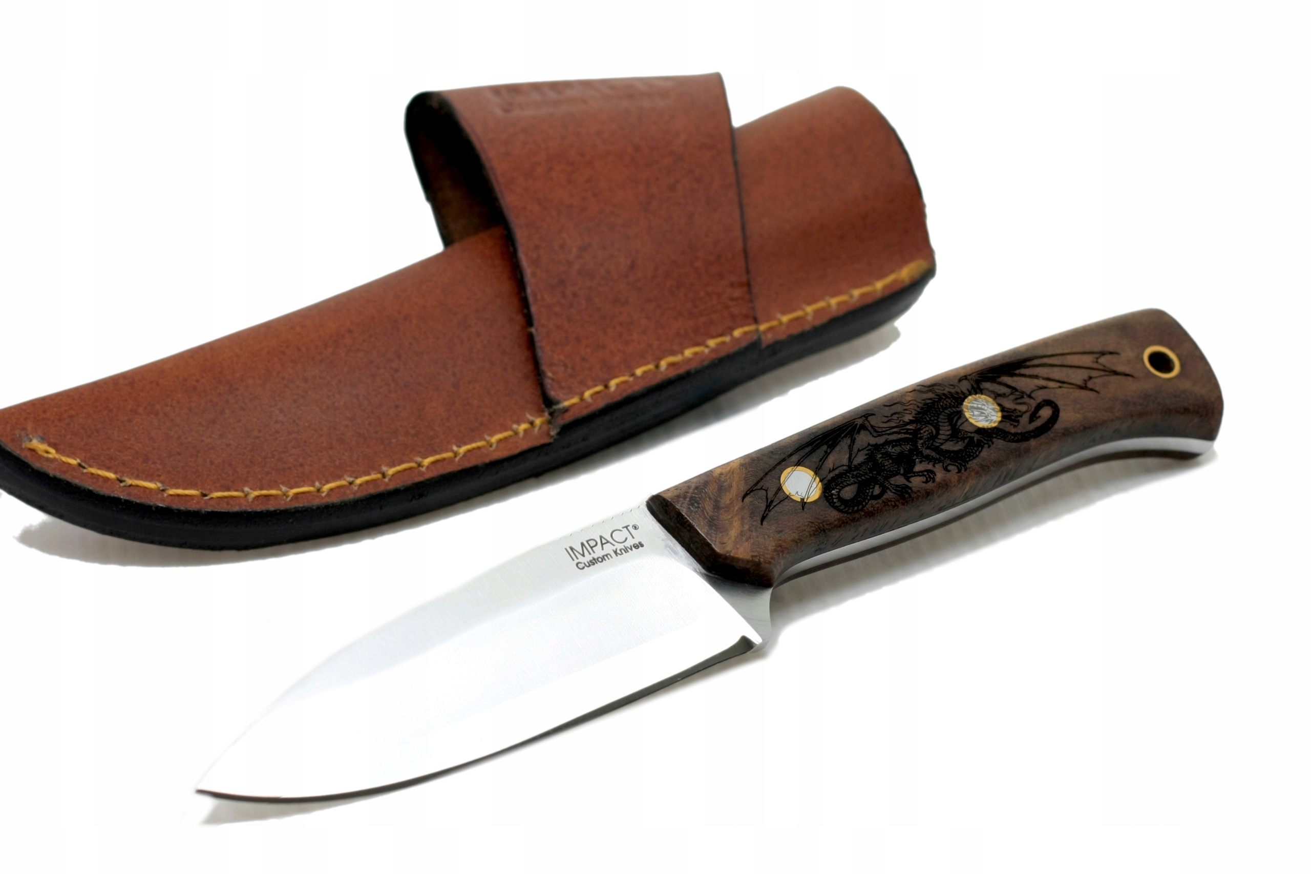 Nůž Bushcraft ručně vyrobený z ocel Damascénské dřevo s gravírováním