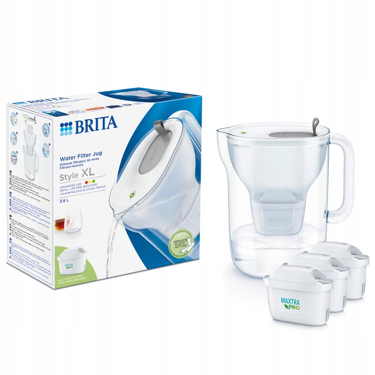 Brita dzbanek Style XL szary z filtrami Maxtra Pro Pure Performance 3 szt