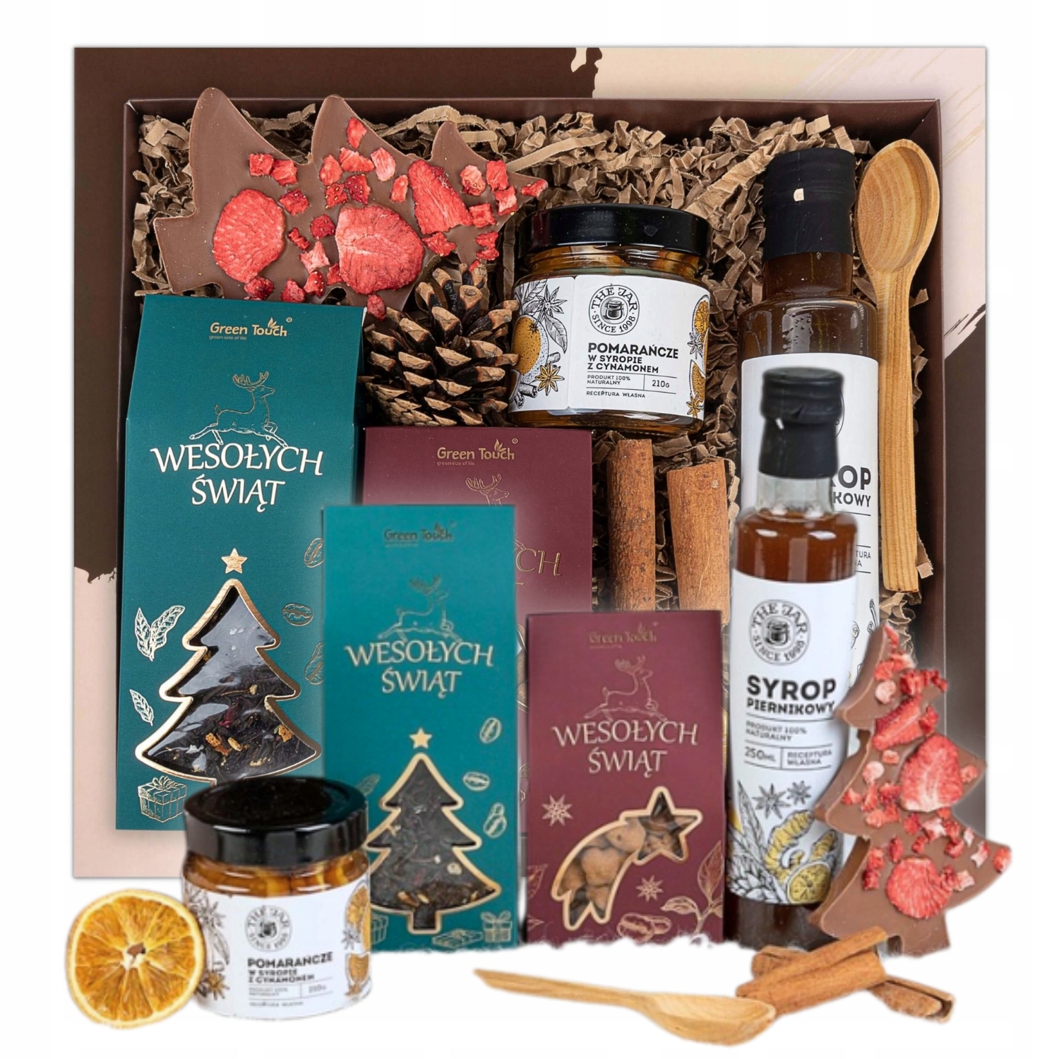 Dárková Sada Vánoční Koš Čaj Sladkosti Sirup V Krabičce Bakalie