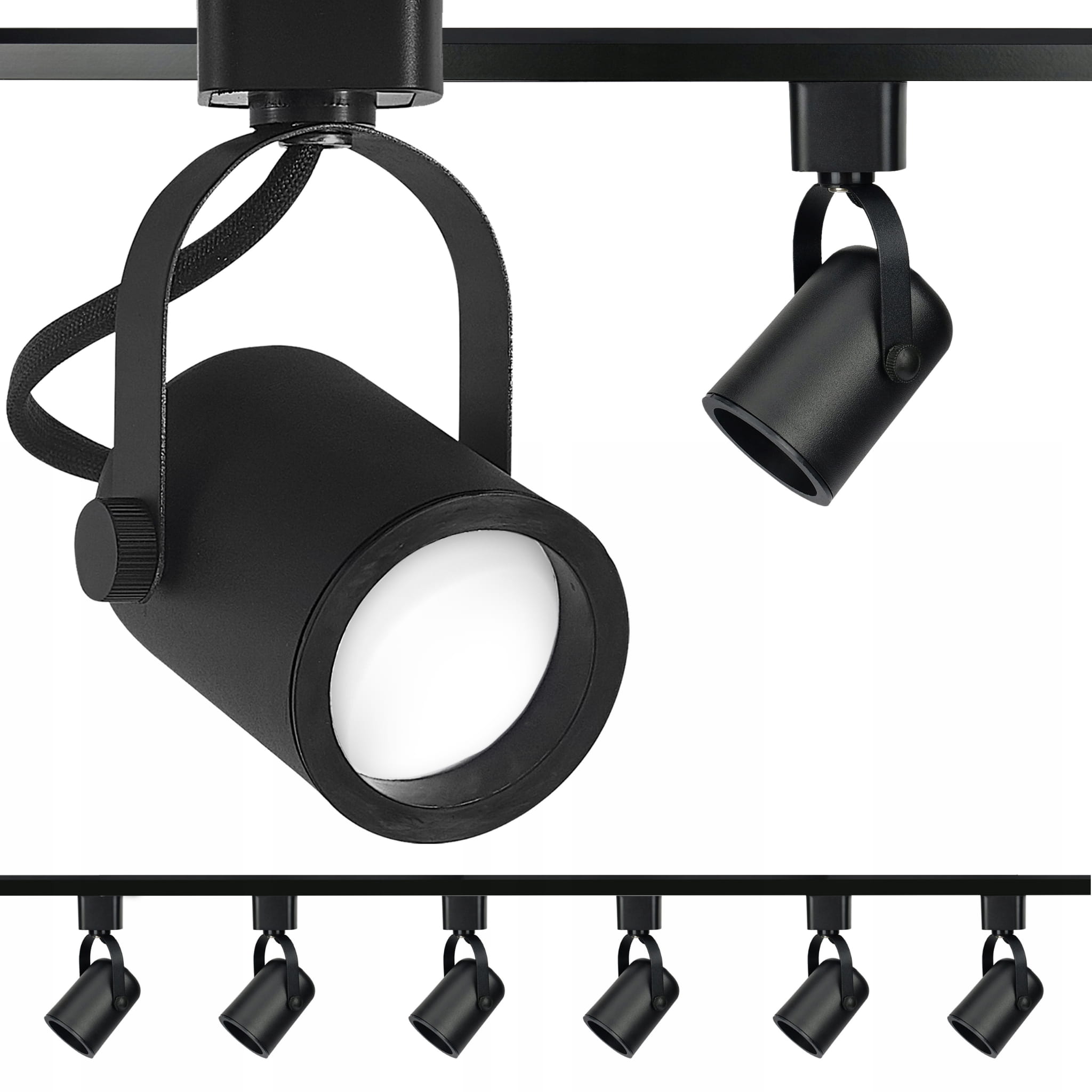 Sada 6x Spot Reflektor Pohyblivý Černý Na GU10 Kolejnice 2m 200cm