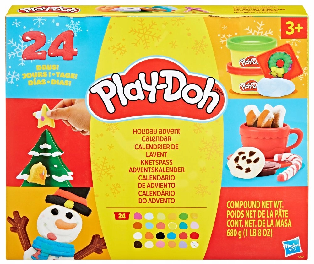 Адвент-календарь Play-Doh G0501, масса для лепки 24 цветов и 28 аксессуаров, от 3 лет