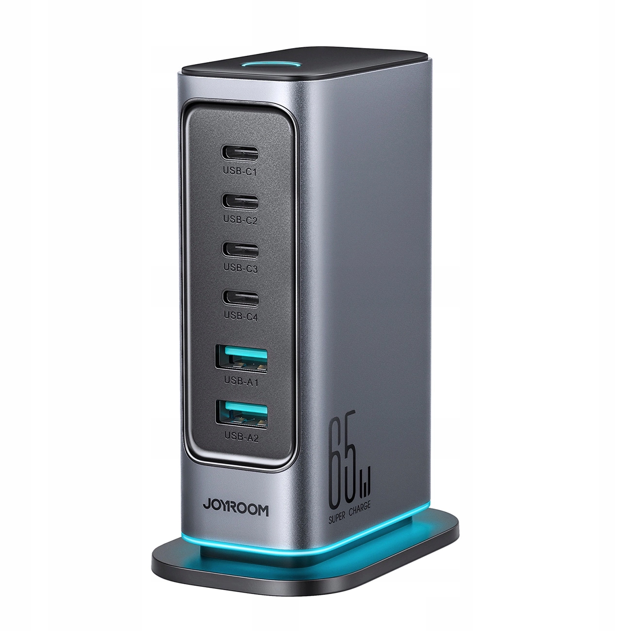 Joyroom nabíječka JR-TCM02 víceportová GaN 65W Eu 4x Usb-c 2x Usb-a tmavá