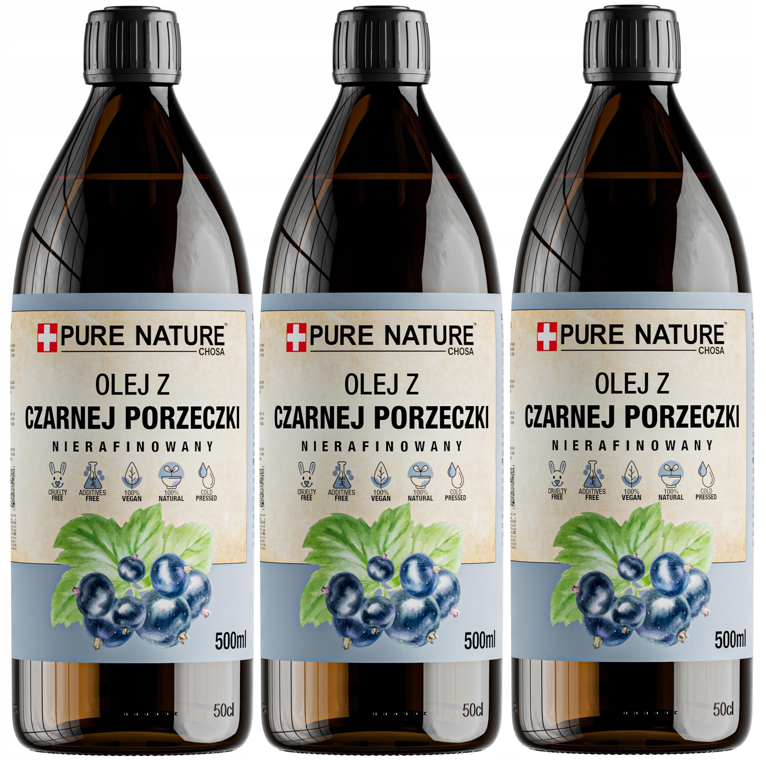 Olej Z Jader Černého Rybízu Nerafinovaný Za Studena Lisovaný 3x500 ml