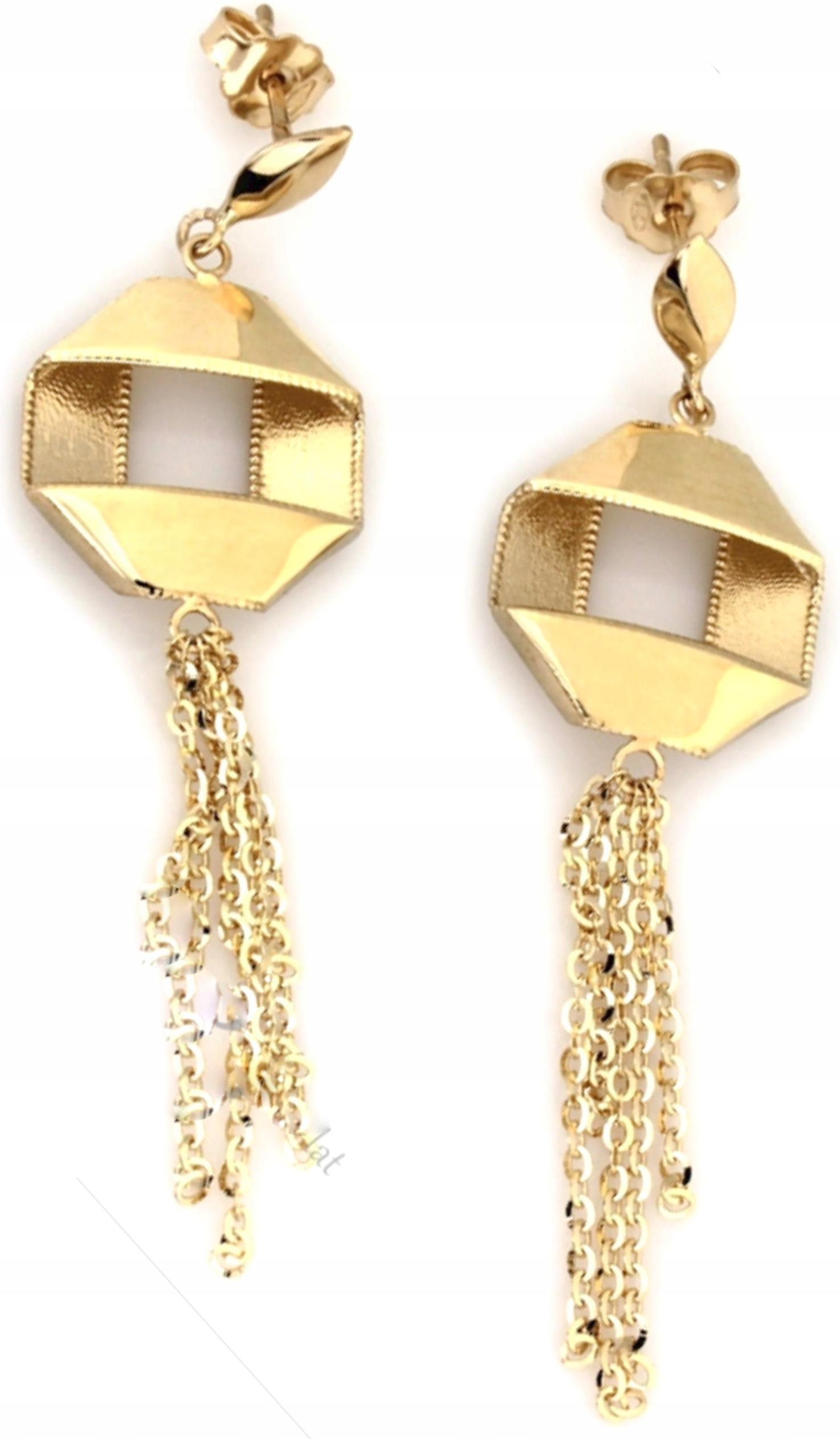 Zlaté Náušnice 585 Závěsné S Řetízkem Na Tužku, šroubky jako dárek